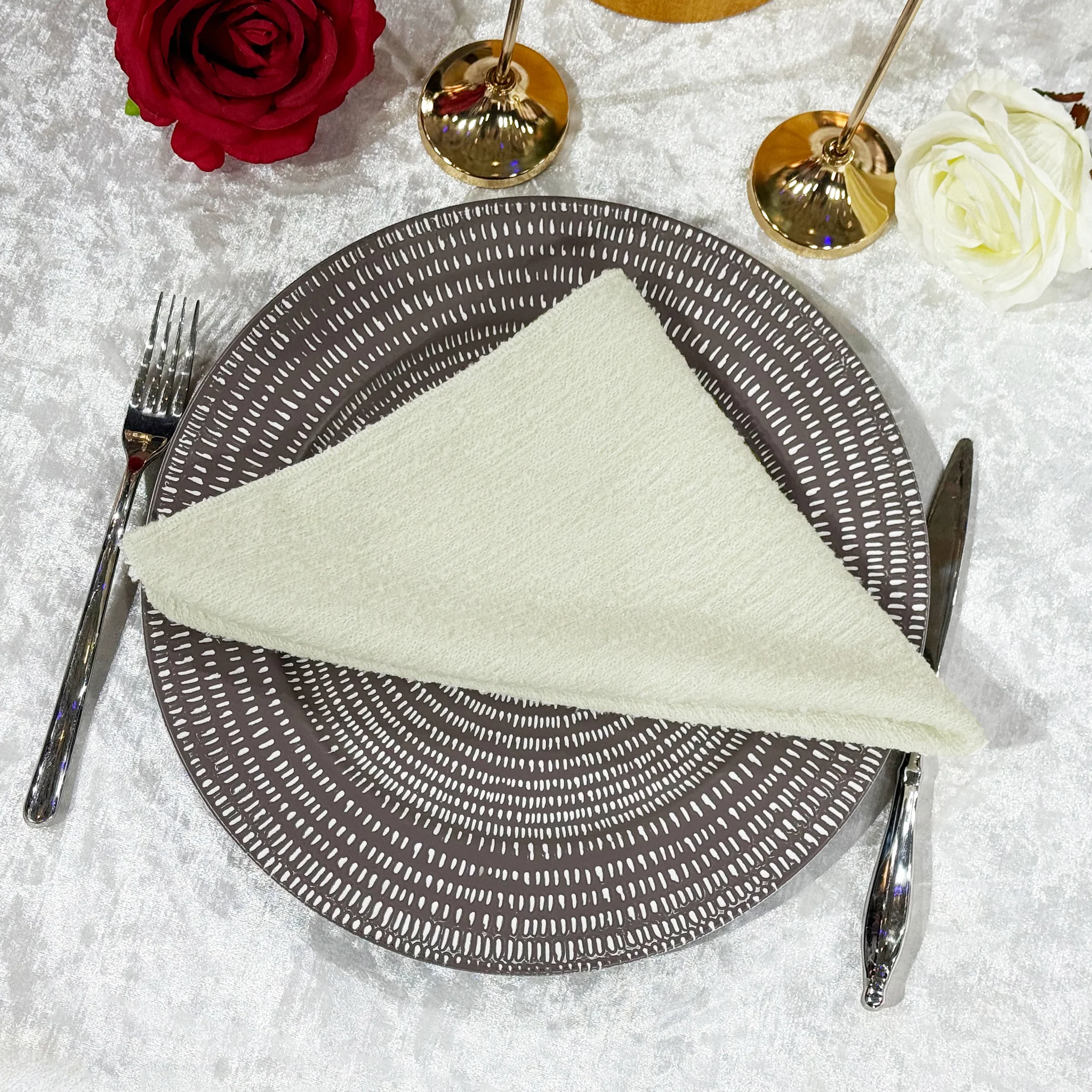 5 pcs/pk Luxury Boucle 20"x20" Linen Napkin - Ivory - Image 9