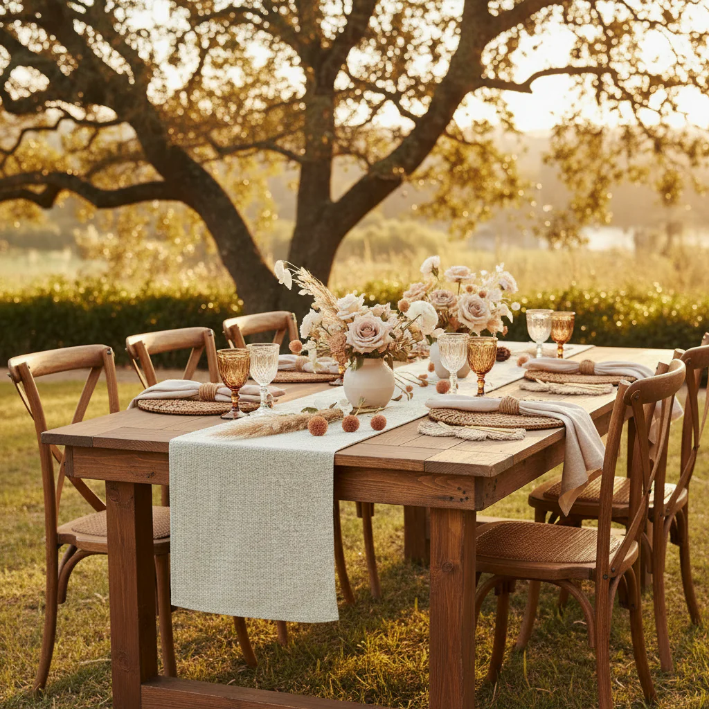 Luxury Boucle Table Runner - Beige - Image 2