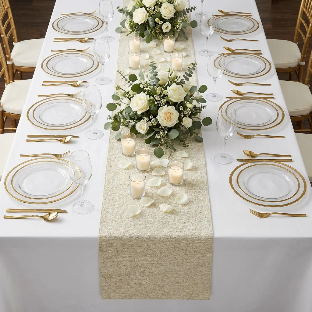 Luxury Boucle Table Runner - Beige - Image 7