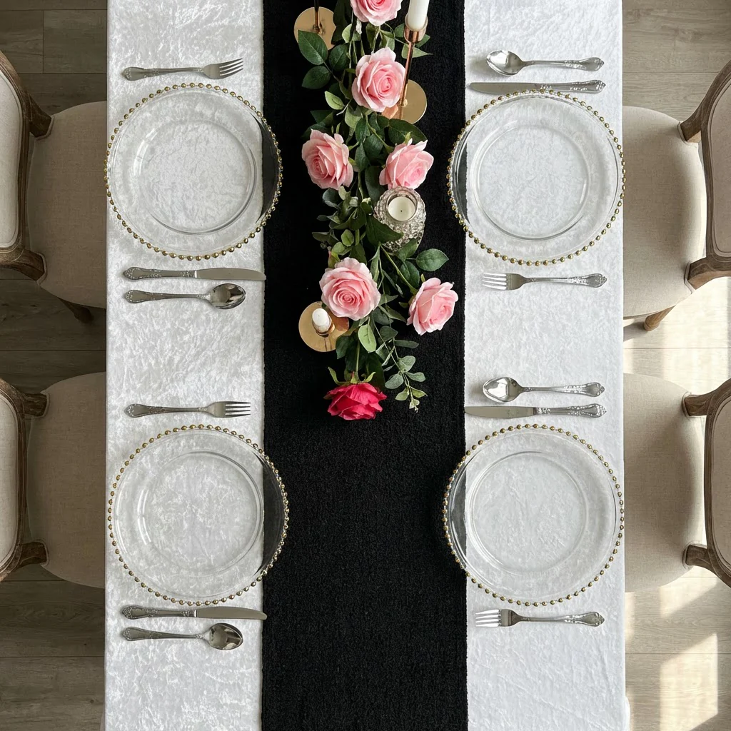 Luxury Boucle Table Runner - Black - Image 7