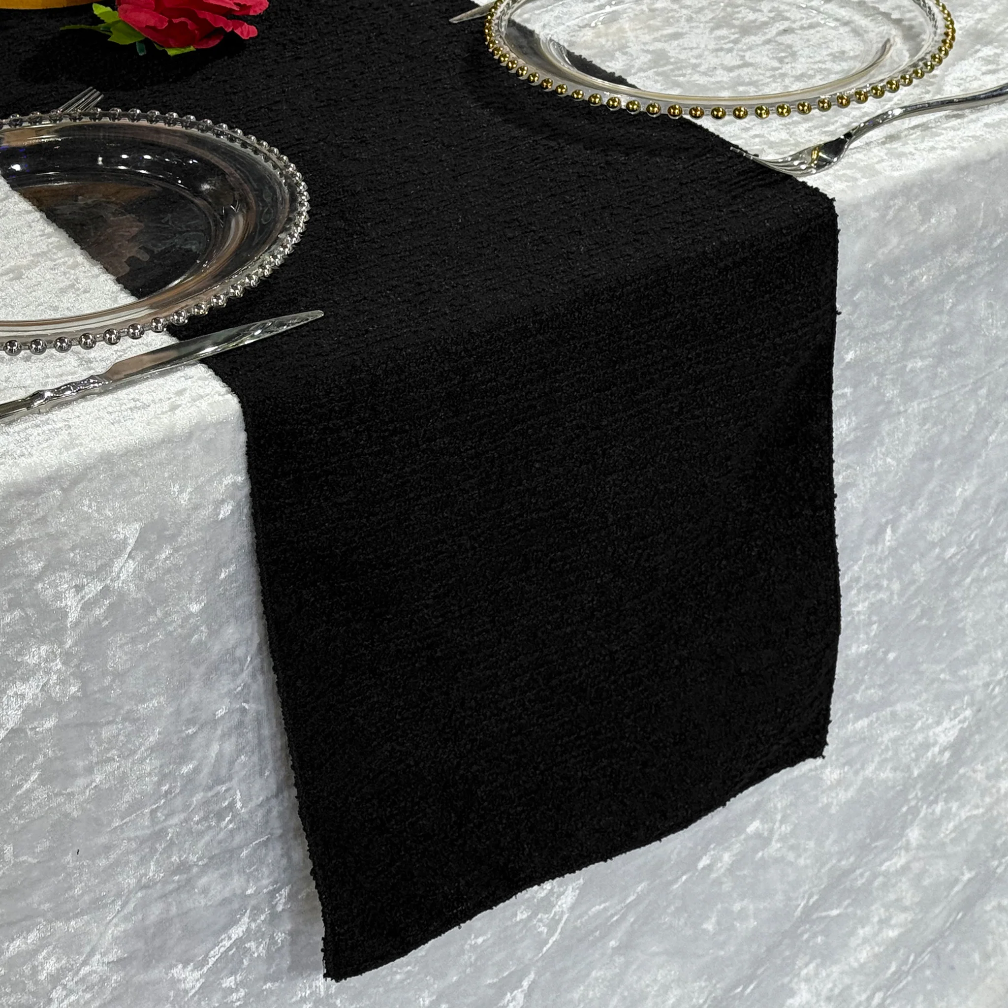Luxury Boucle Table Runner - Black - Image 9