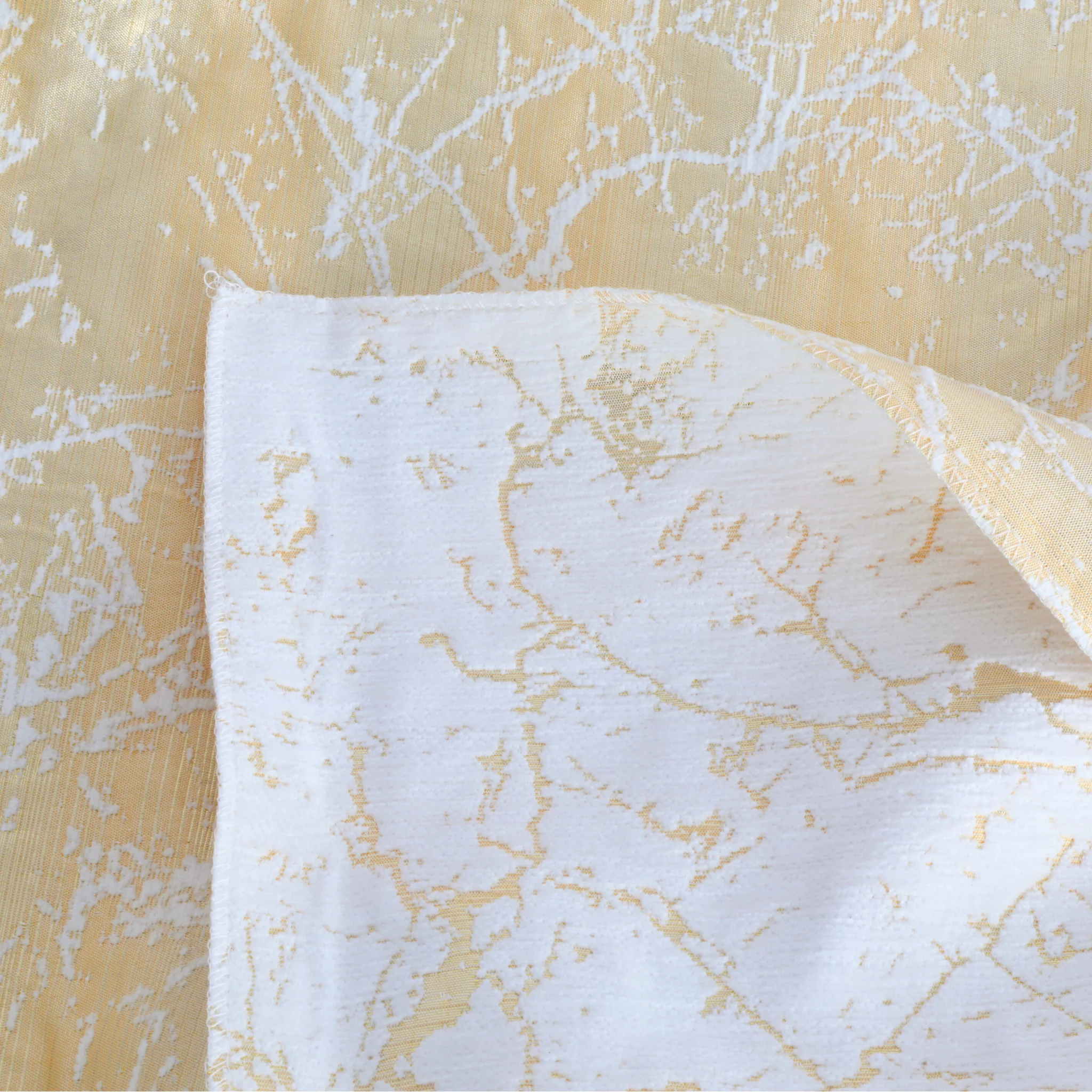 Marble Reversible Jacquard Tablecloth 90"x132" Rectangle  - Gold - Image 6