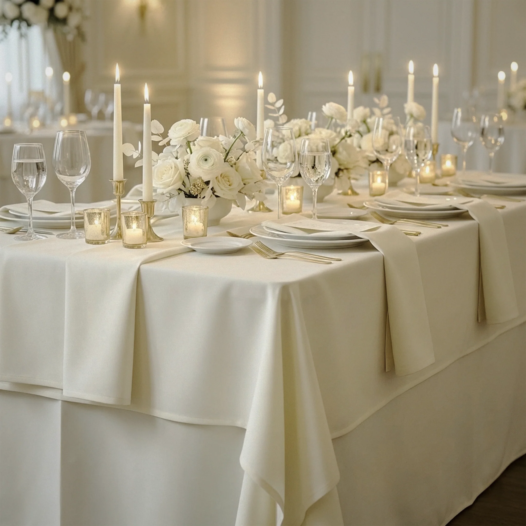 Scuba King 108"x156" Rectangular Tablecloth - Ivory - Image 2
