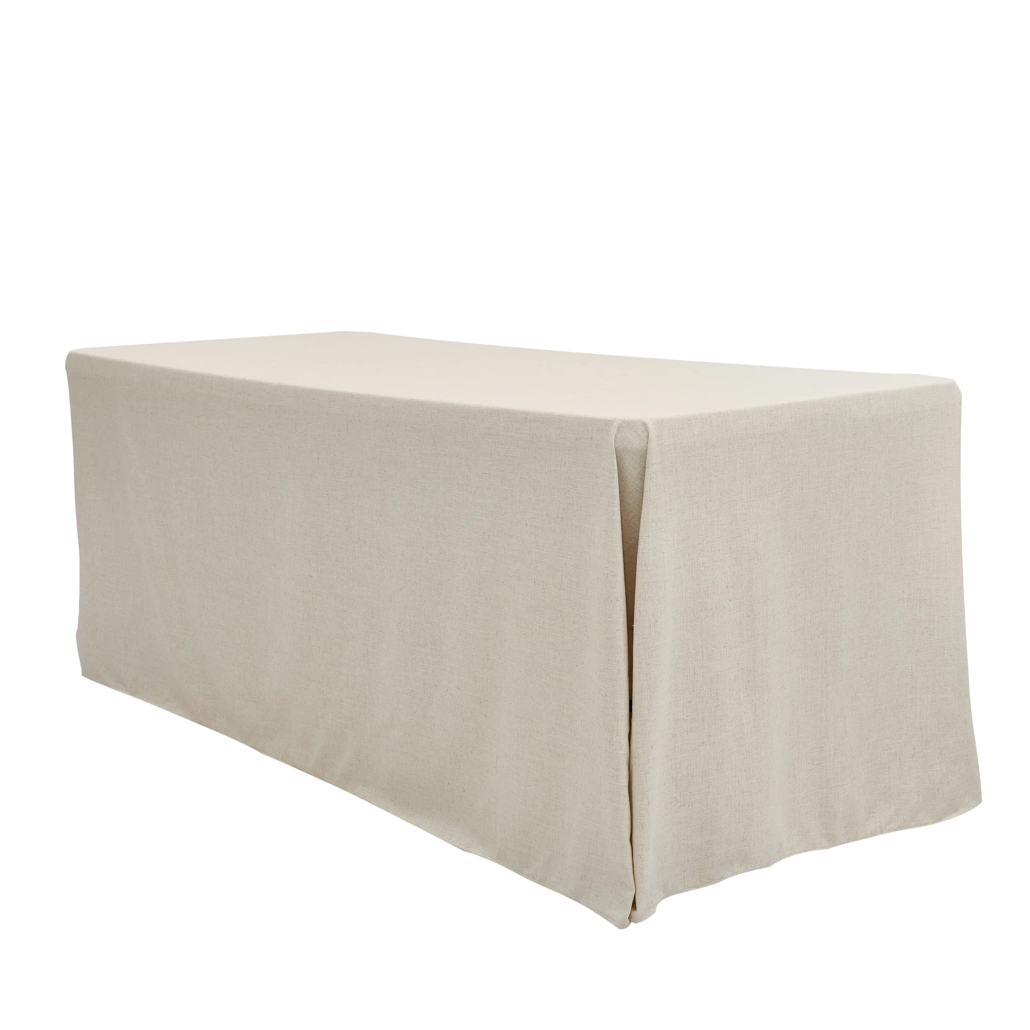 Premium Linen-Look Panama Weave 90"x156" Rectangle Tablecloth - Ivory - Image 3