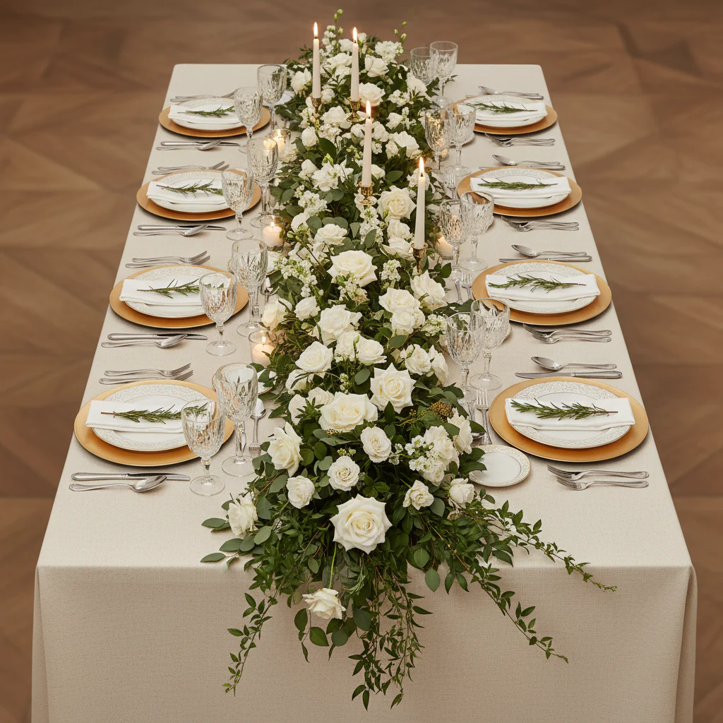Premium Linen-Look Panama Weave 90"x156" Rectangle Tablecloth - Ivory - Image 4