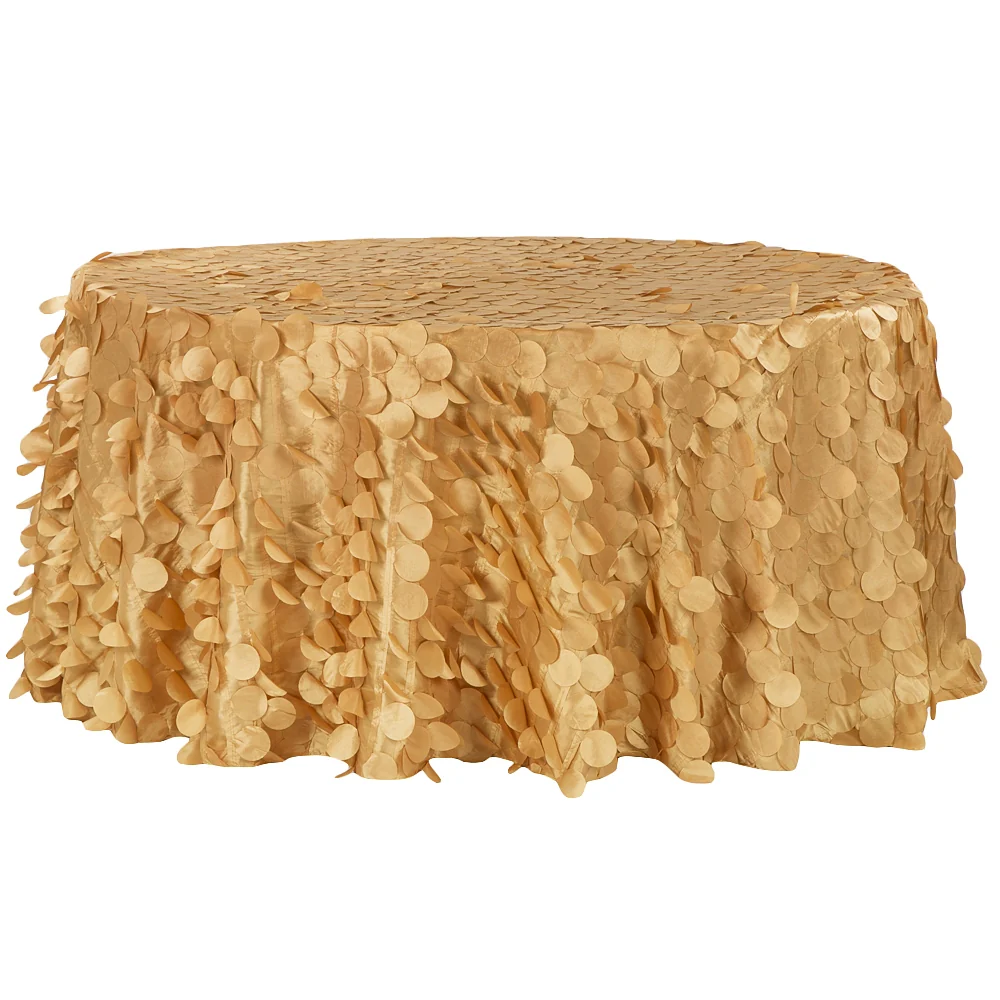 Petal Circle Taffeta Round 120" Tablecloth - Gold - Image 2