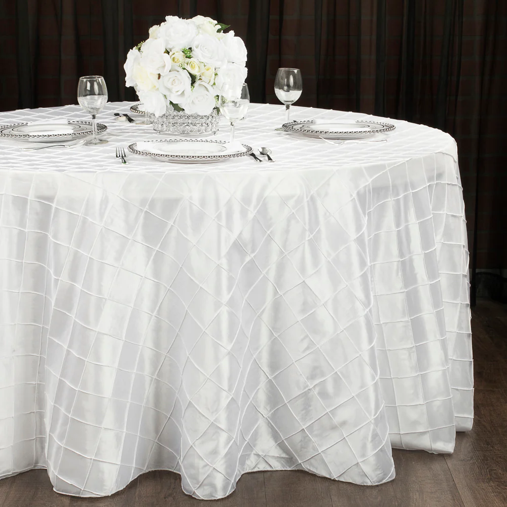 Pintuck 120" Round Tablecloth - White - Image 2