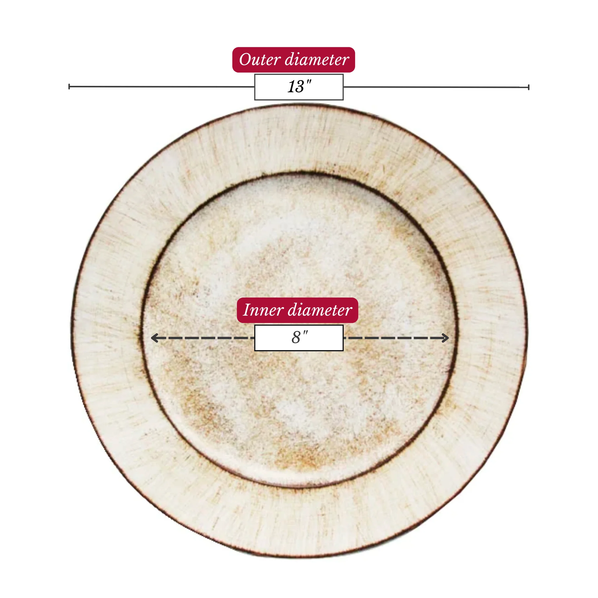 Plain Round 13" Charger Plates - Rustic - Image 7