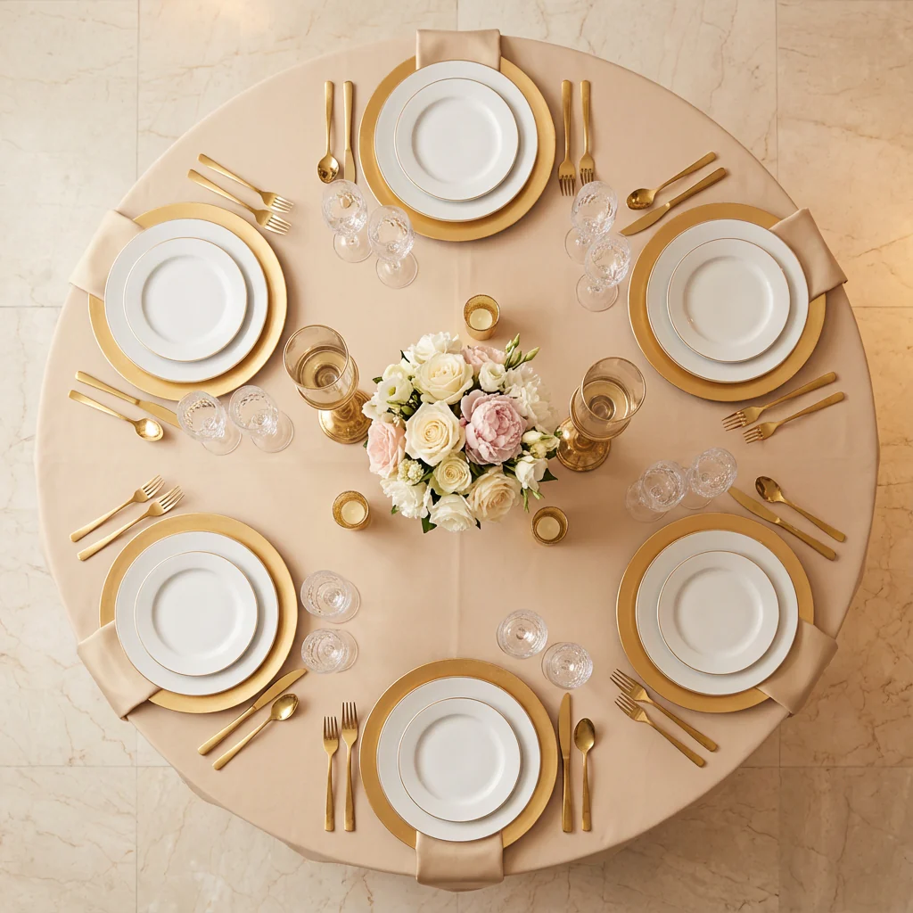 Premium Polyester 108" Round Tablecloth - Champagne - Image 3