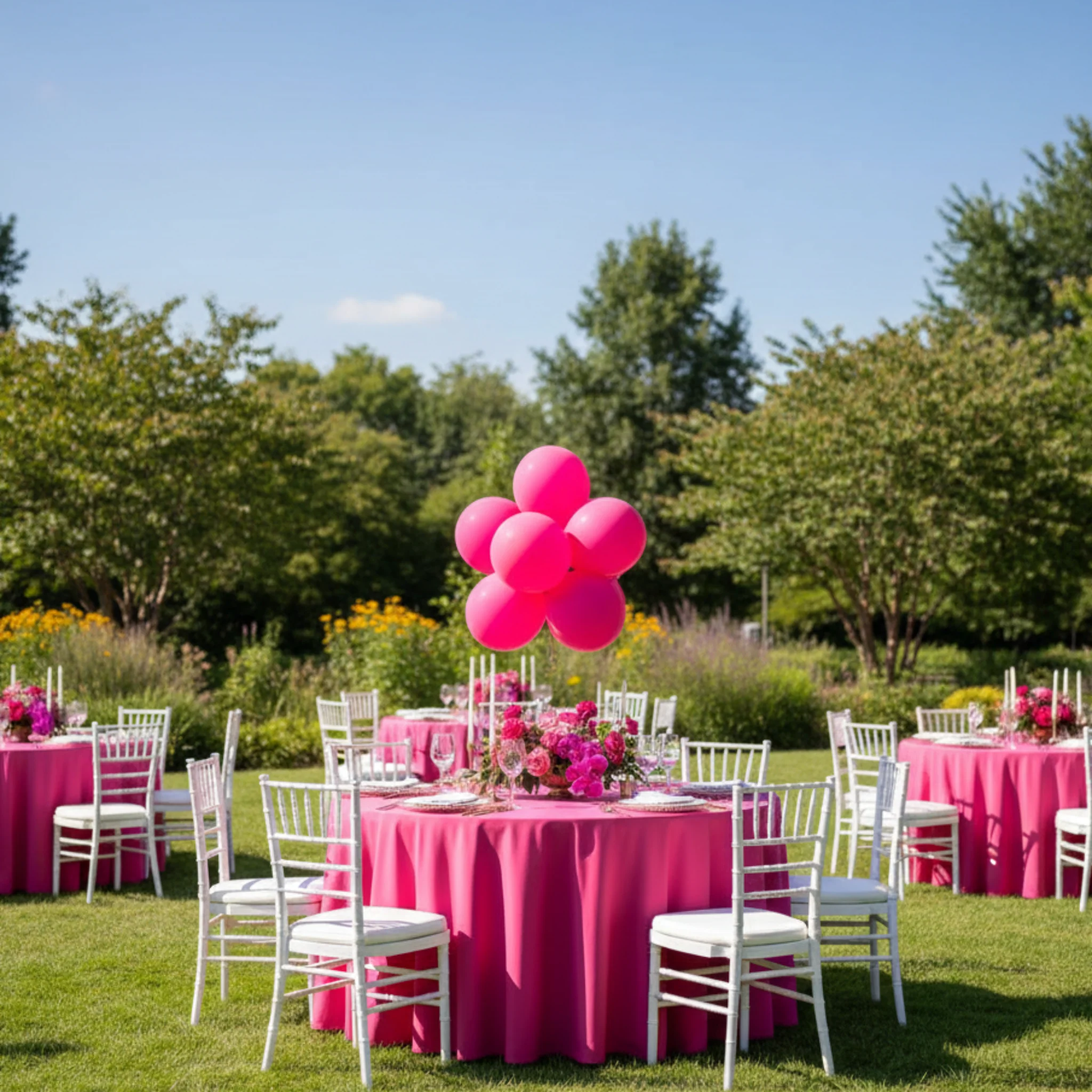 Premium Polyester 108" Round Tablecloth - Fuchsia - Image 4