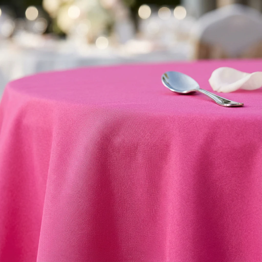 Premium Polyester 108" Round Tablecloth - Fuchsia - Image 6