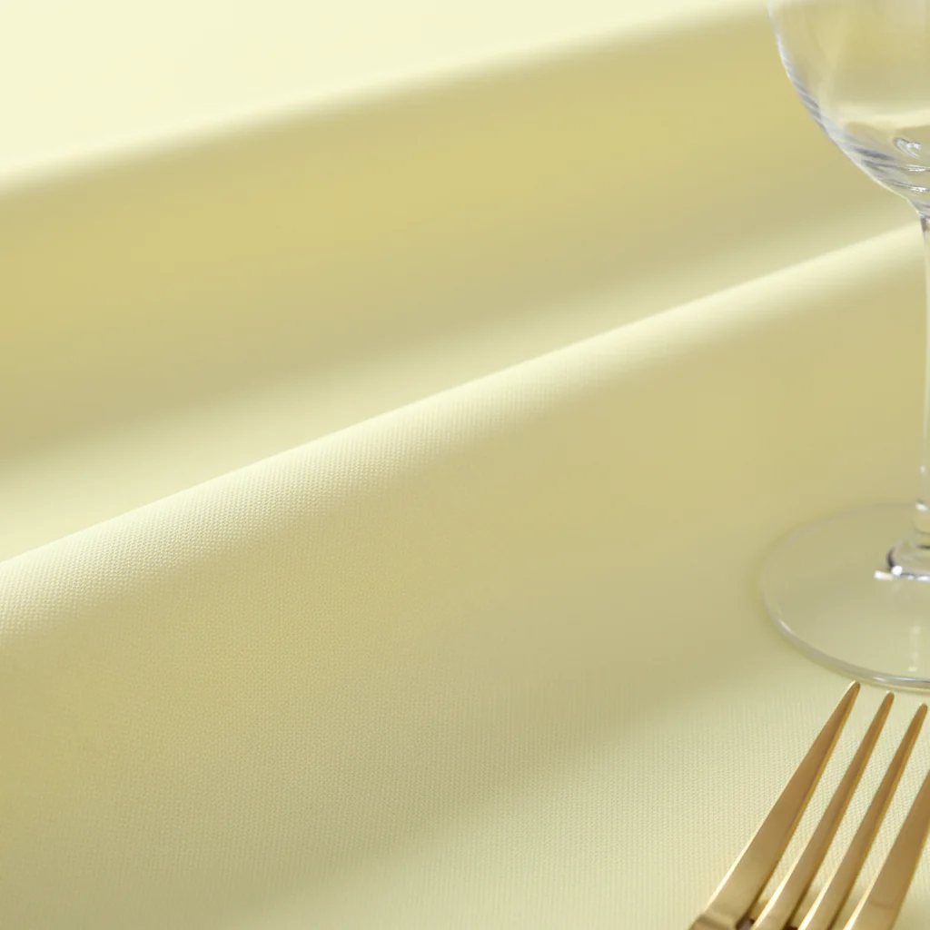 Premium Polyester 120" Round Tablecloth - Pastel Yellow - Image 4