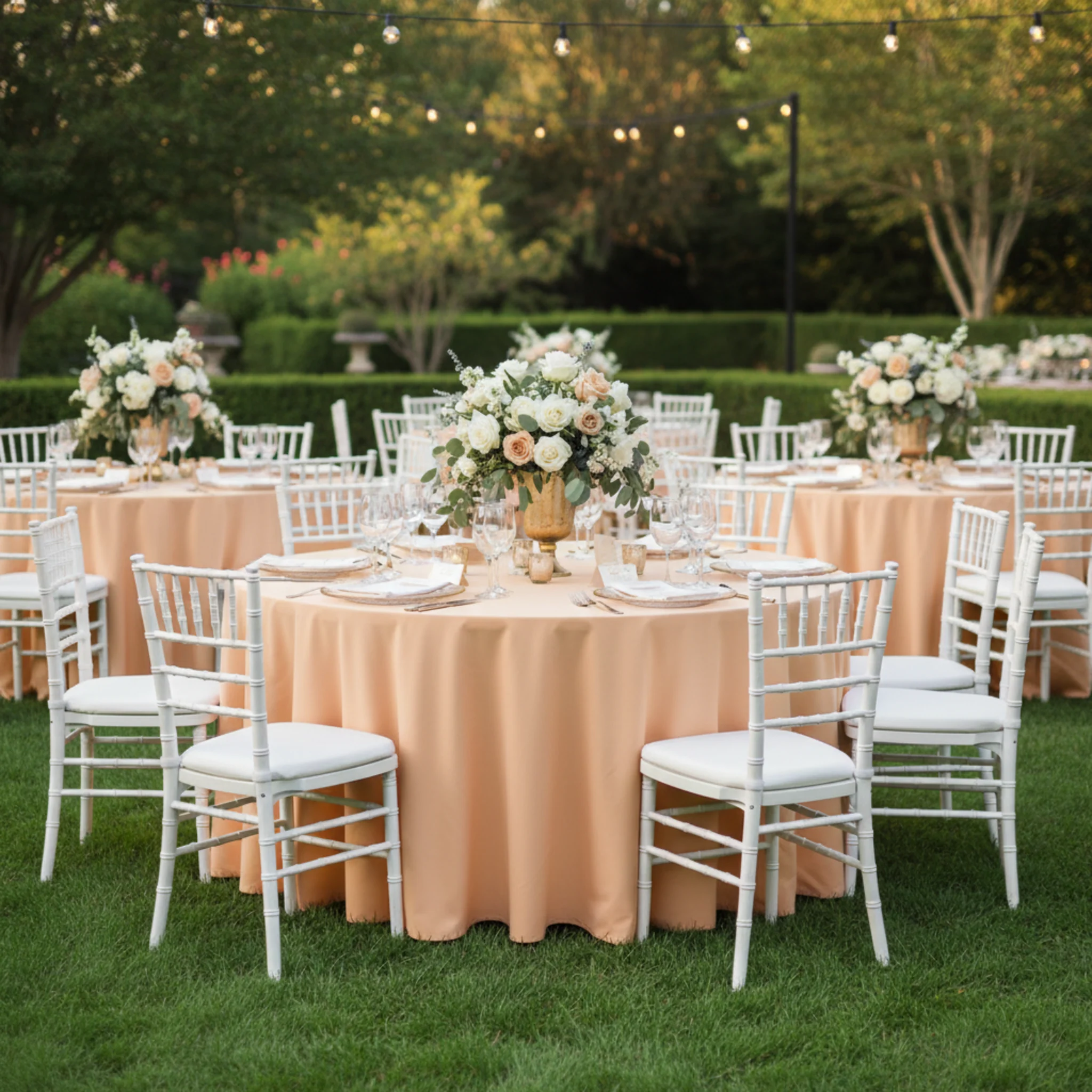 Premium Polyester 120" Round Tablecloth - Peach - Image 6