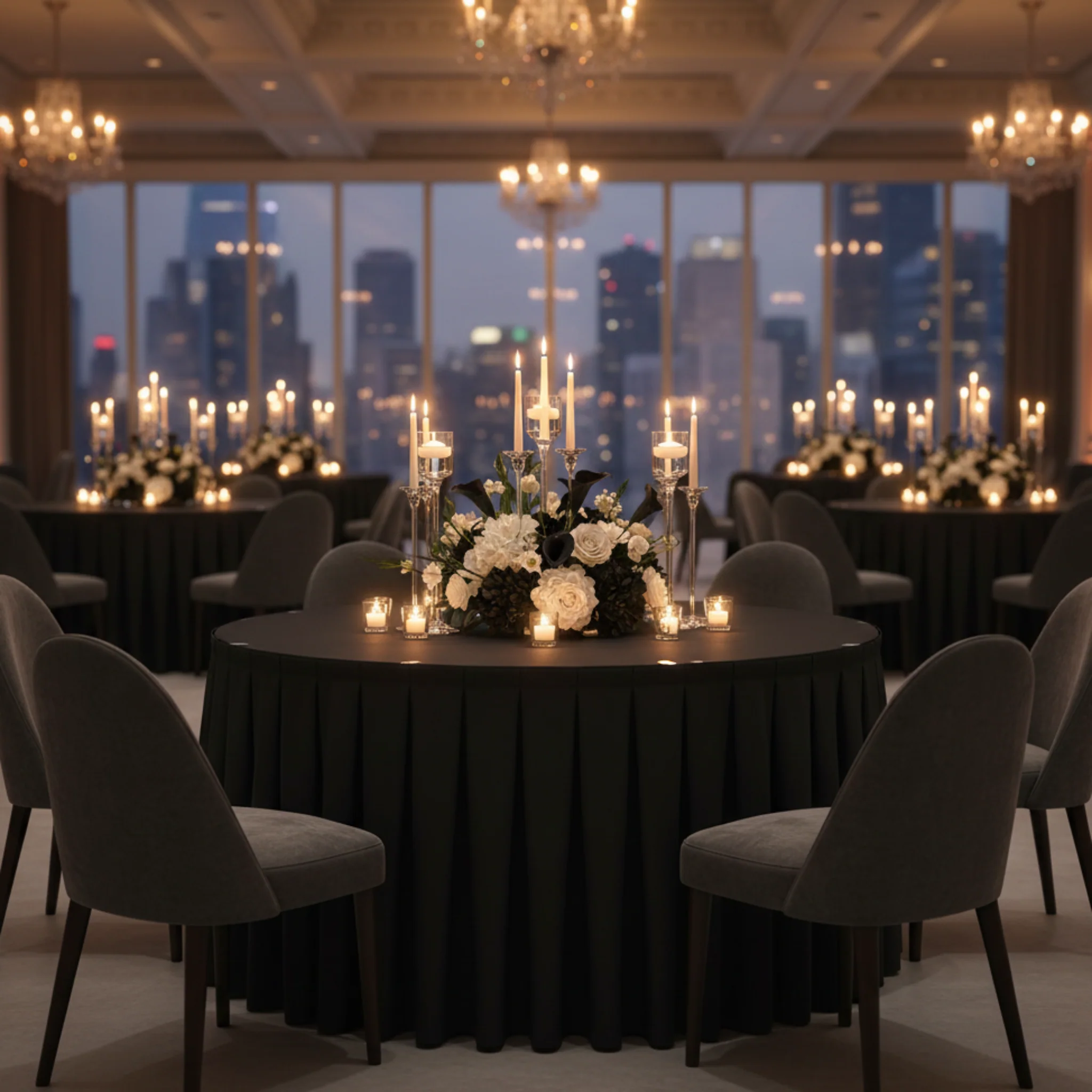 Polyester 14ft Table Skirt - Black - Image 3
