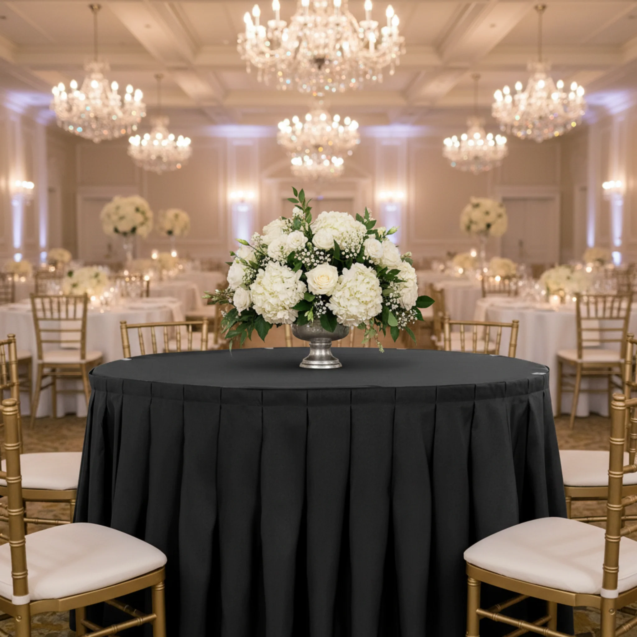 Polyester 14ft Table Skirt - Black - Image 4