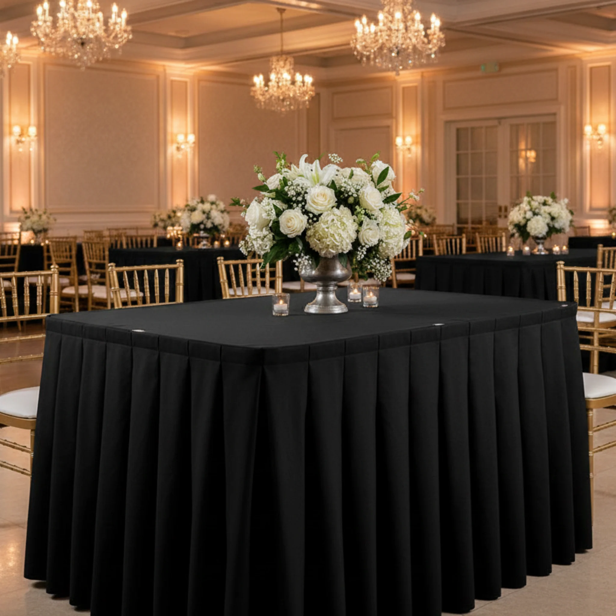 Polyester 14ft Table Skirt - Black - Image 5