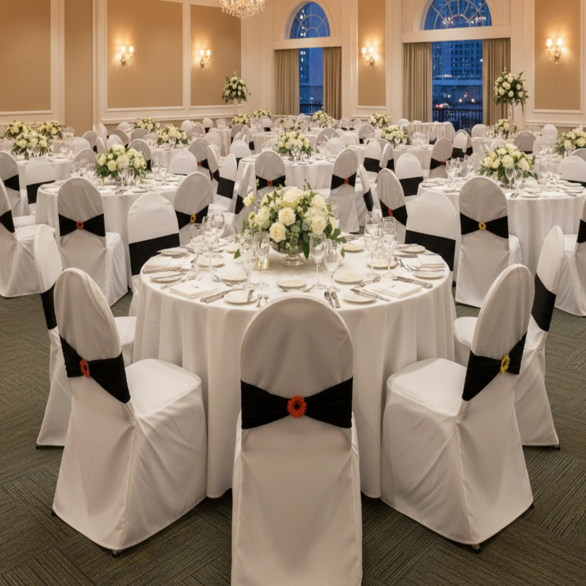 Polyester Banquet Chair Cover - Light Ivory/Off White - Image 3