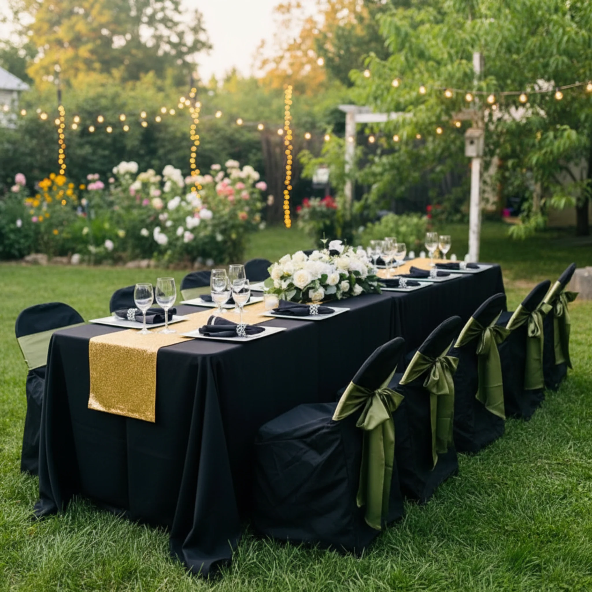 Polyester Folding Chair Cover - Black - Image 3