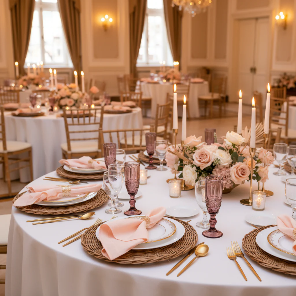 Premium Polyester Napkin 20"x20" - Blush/Rose Gold - Image 4
