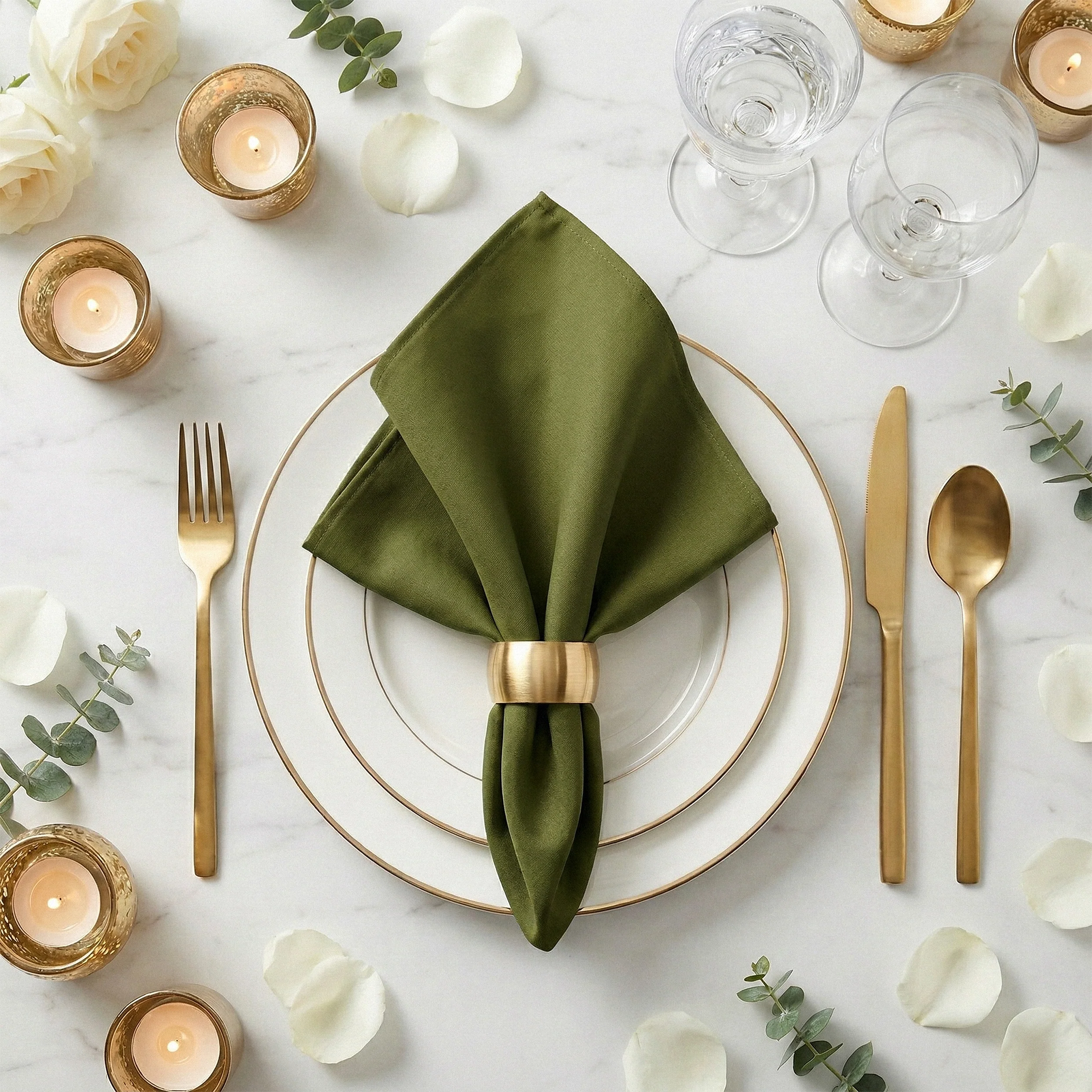 Premium Polyester Napkin 20"x20" - Olive Green - Image 2