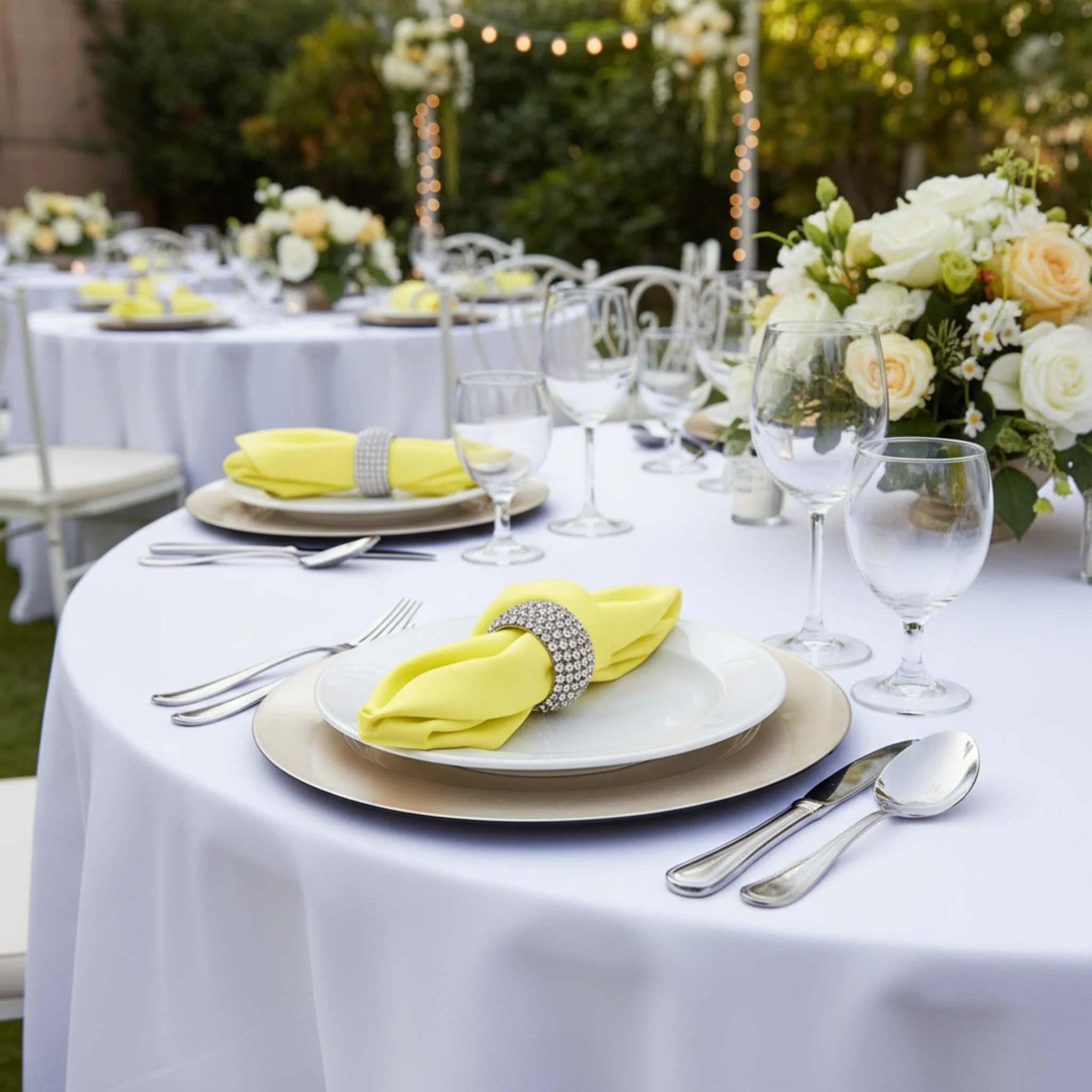 Premium Polyester Napkin 20"x20" - Yellow - Image 2