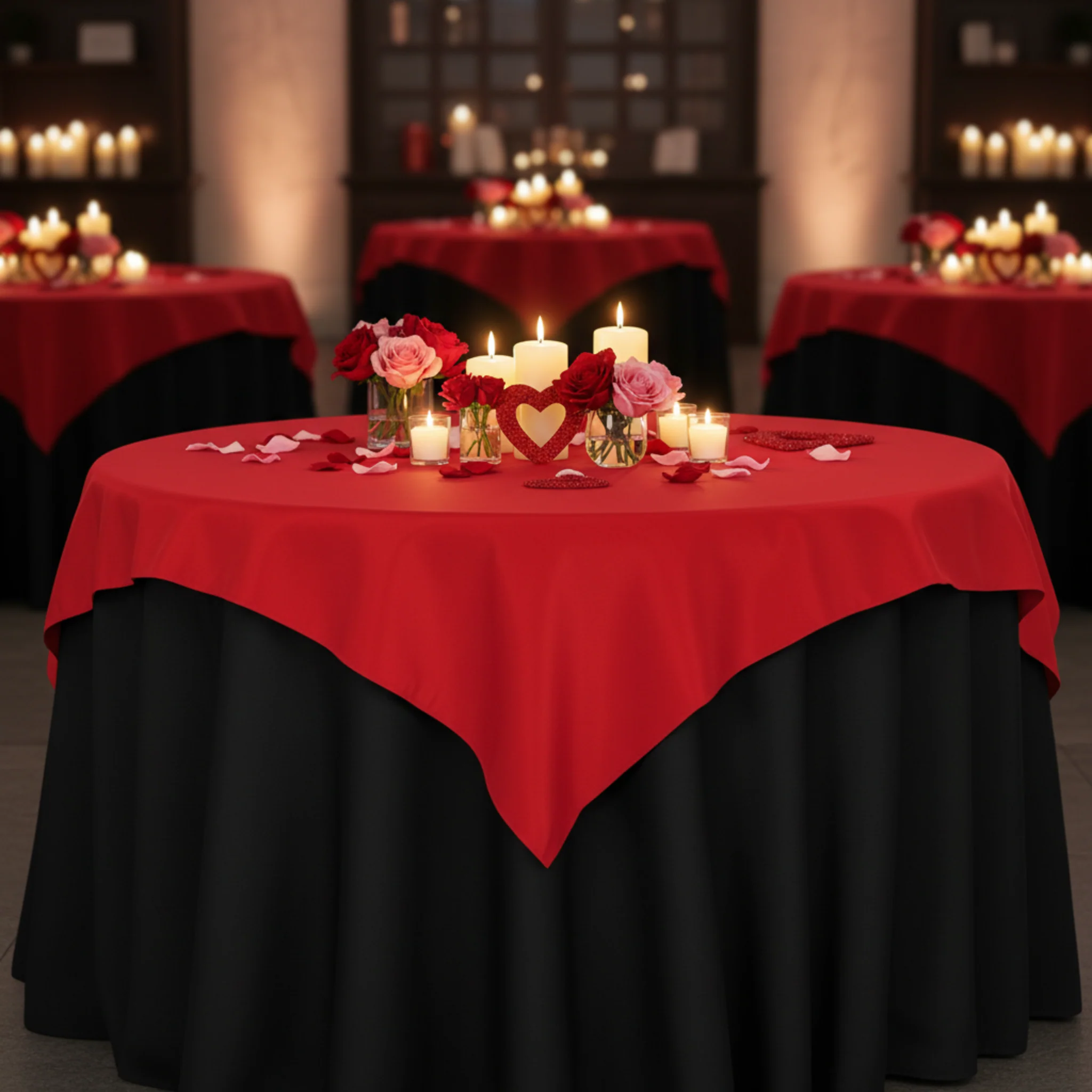 Premium Polyester Square 54" Overlay/Tablecloth - Red - Image 3
