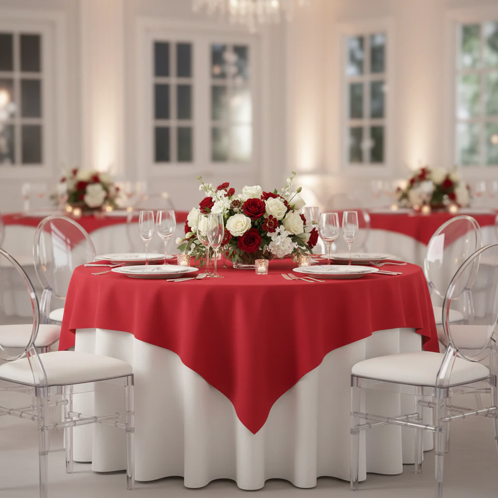 Premium Polyester Square 72" Overlay/Tablecloth - Red