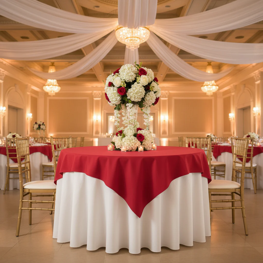 Premium Polyester Square 72" Overlay/Tablecloth - Red - Image 5