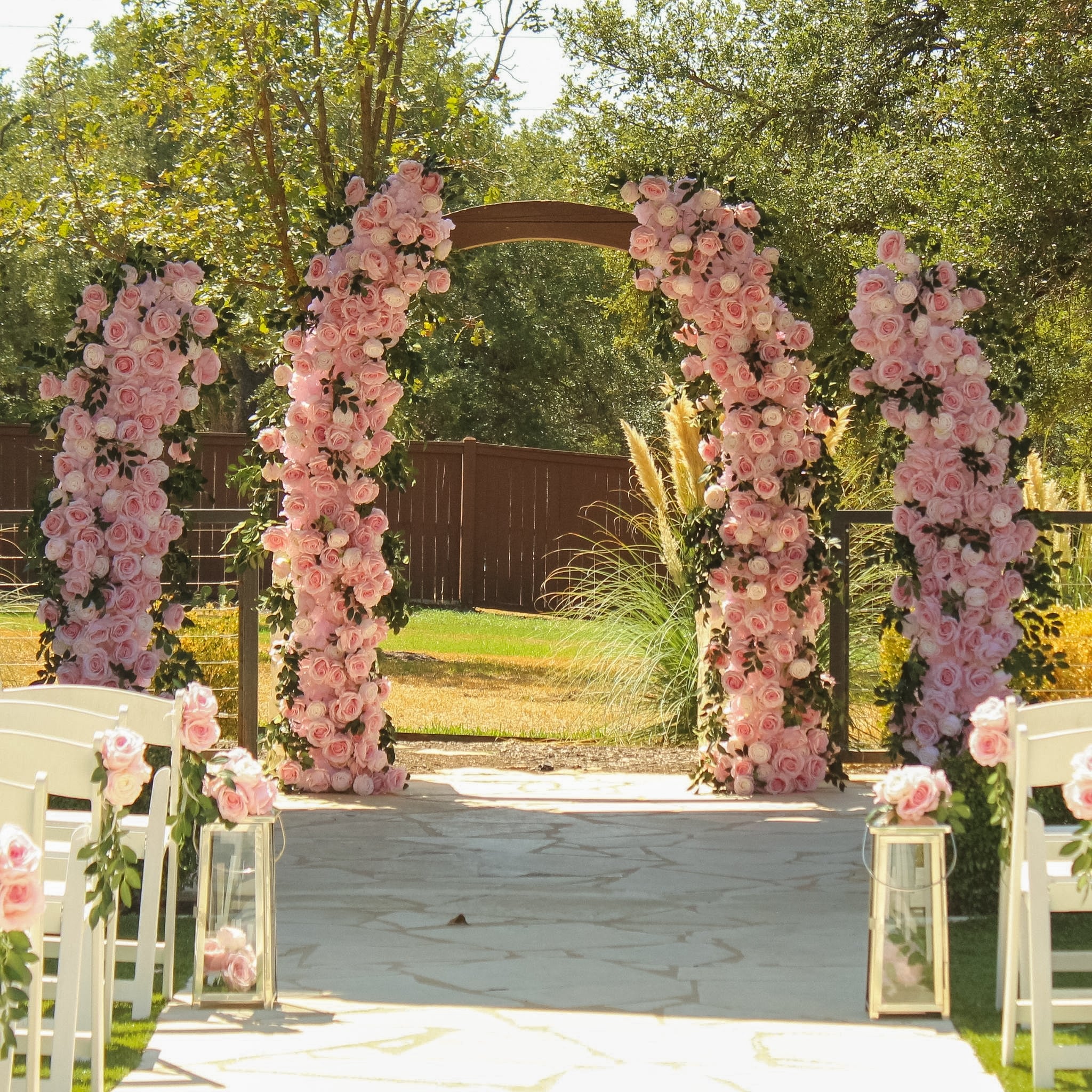 2 pcs/pk Premade Flower Backdrop Arch/Table Runner Decor - Pink - Image 8