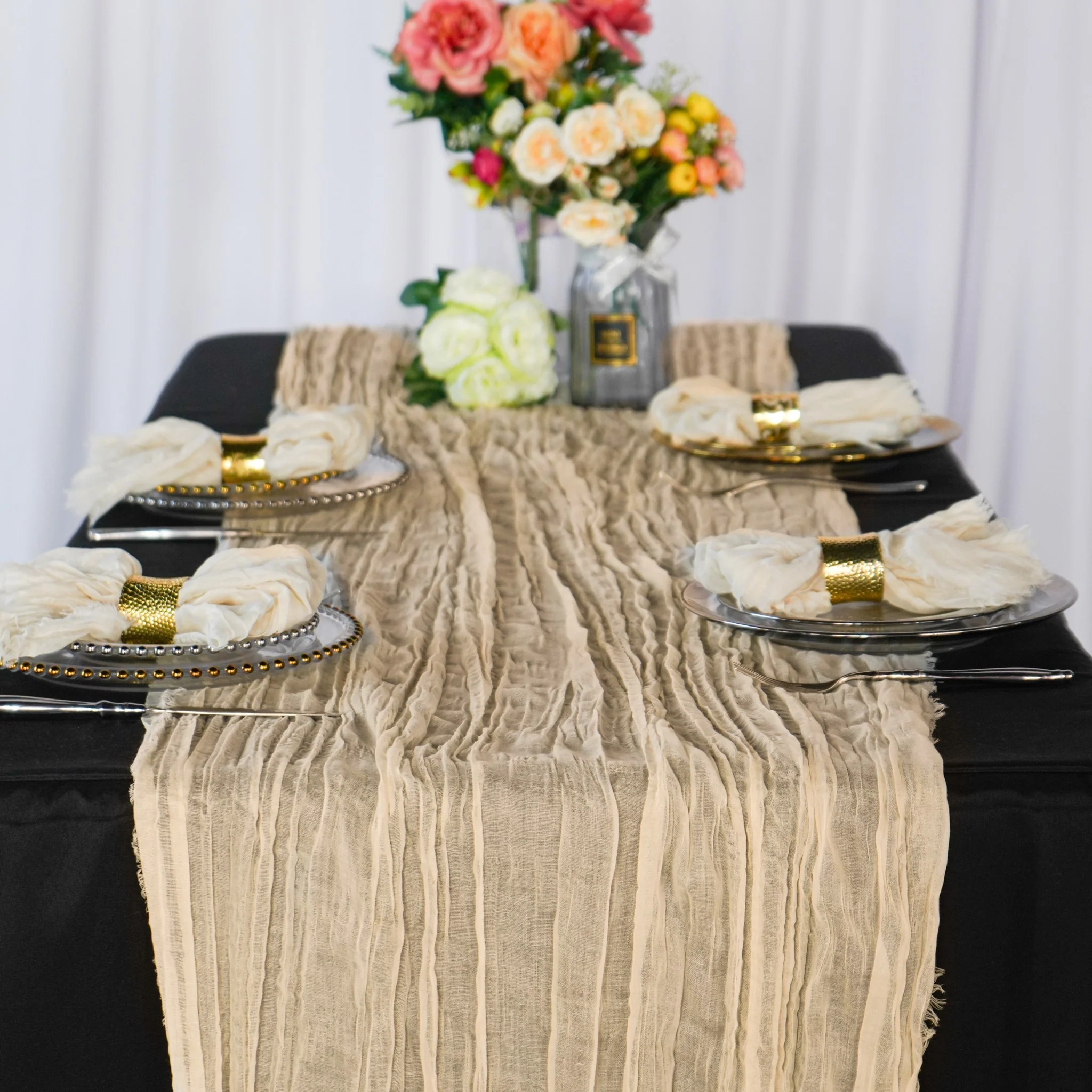 Premium Cheesecloth Table Runner 16FT x 25" - Champagne