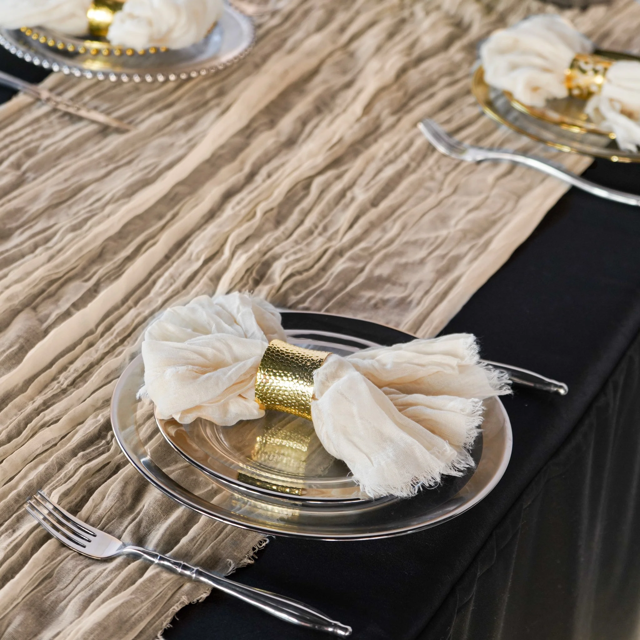 Premium Cheesecloth Table Runner 16FT x 25" - Champagne - Image 3