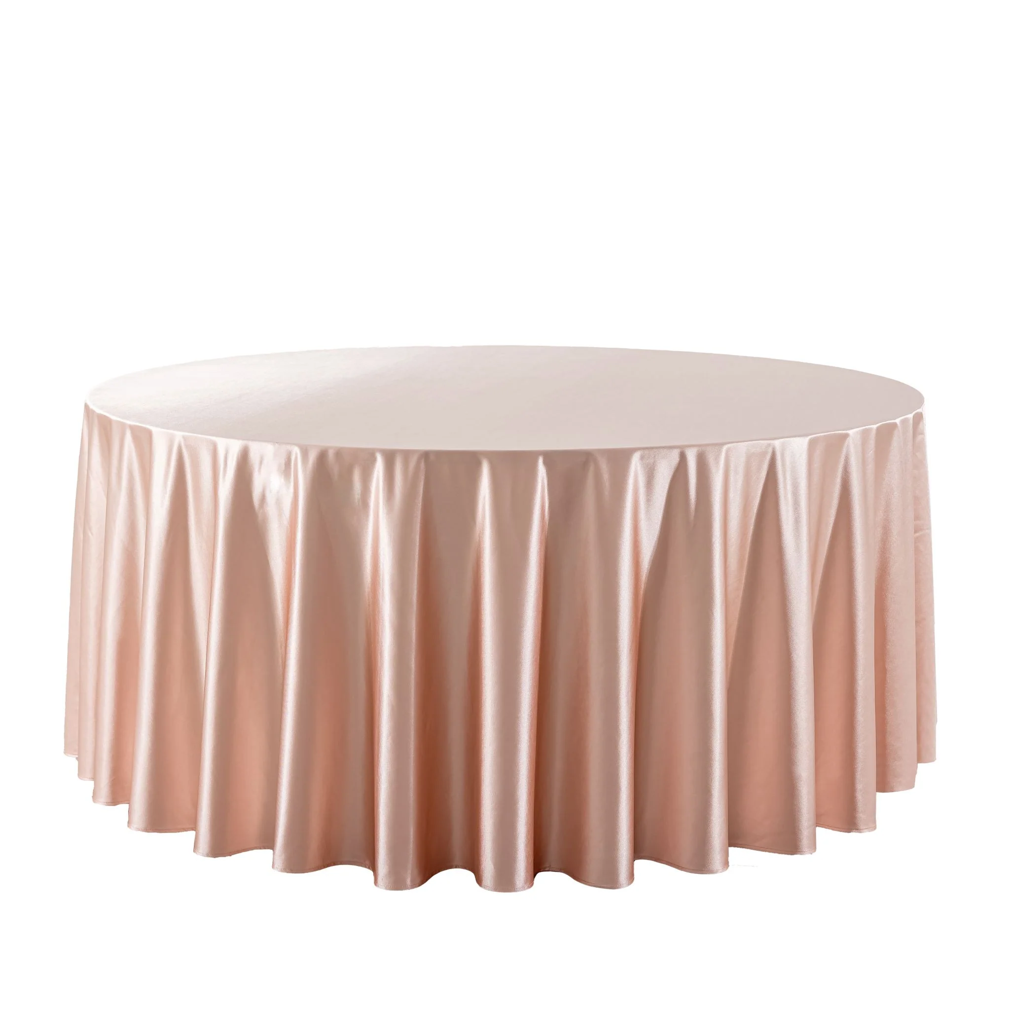 Premium Satin (Wrinkle-Resistant) 132" Round Tablecloth - Blush/Rose Gold