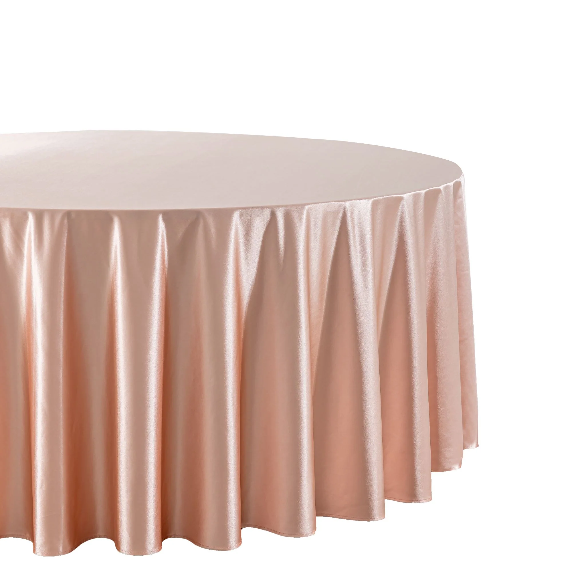 Premium Satin (Wrinkle-Resistant) 132" Round Tablecloth - Blush/Rose Gold - Image 4