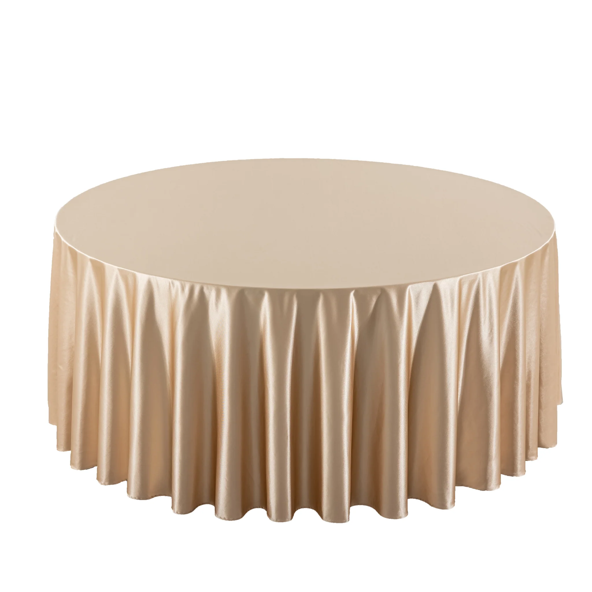 Premium Satin (Wrinkle-Resistant) 132" Round Tablecloth - Champagne