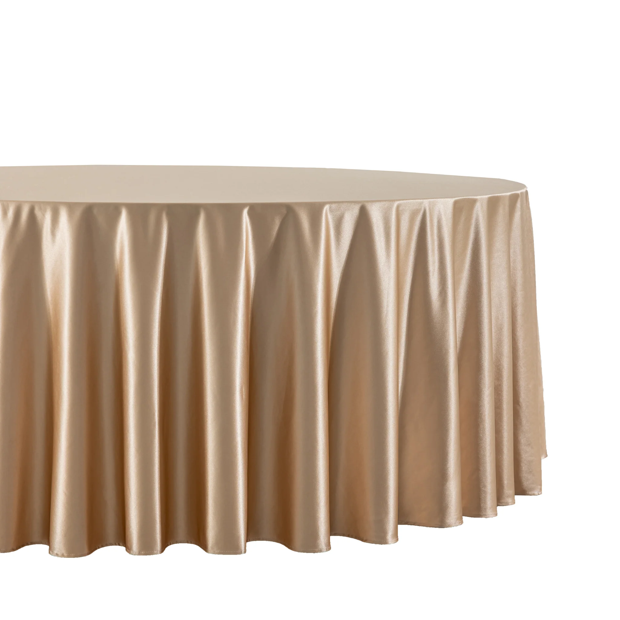 Premium Satin (Wrinkle-Resistant) 132" Round Tablecloth - Champagne - Image 4