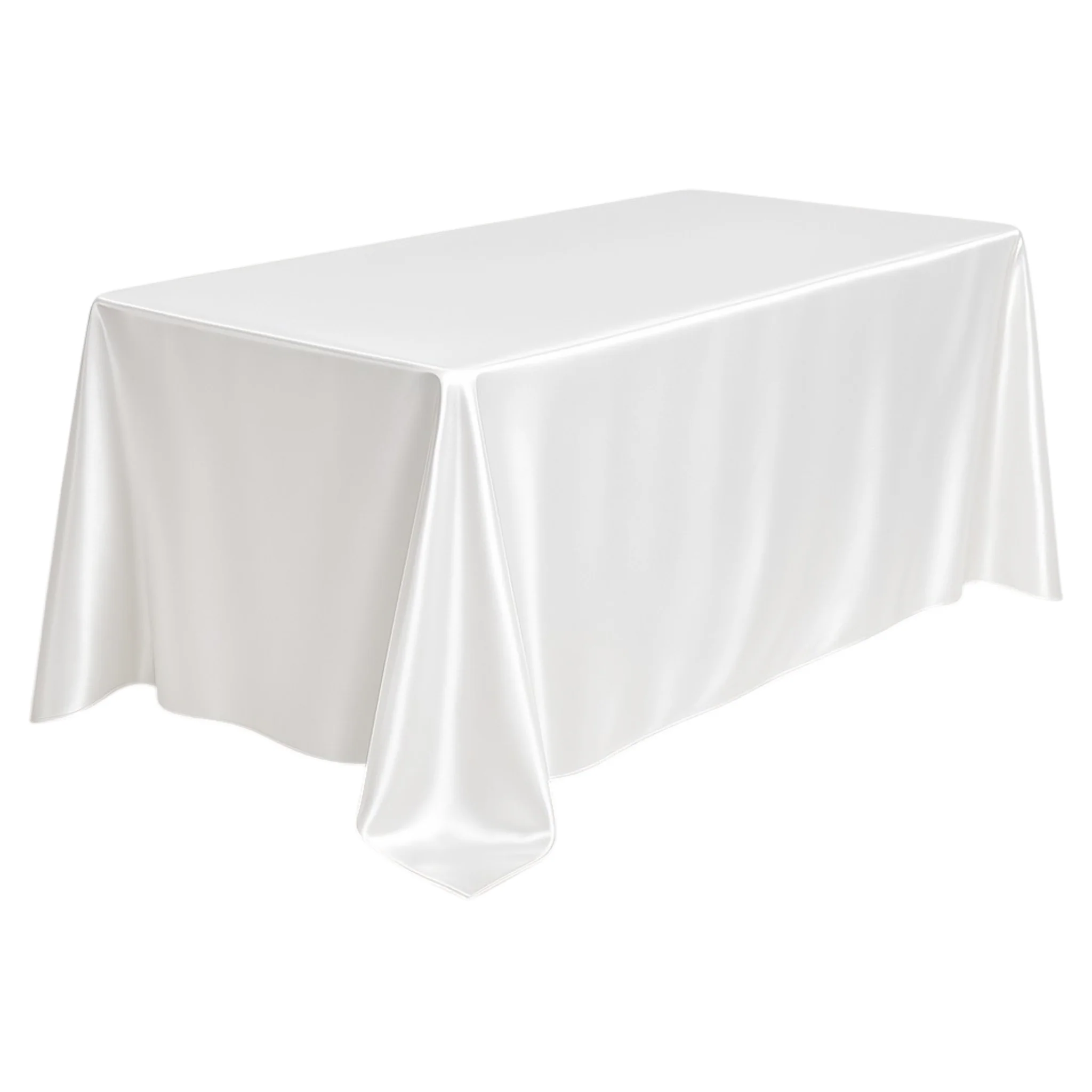 Premium Satin (Wrinkle-Resistant) 90"x156" Rectangular Tablecloth - White