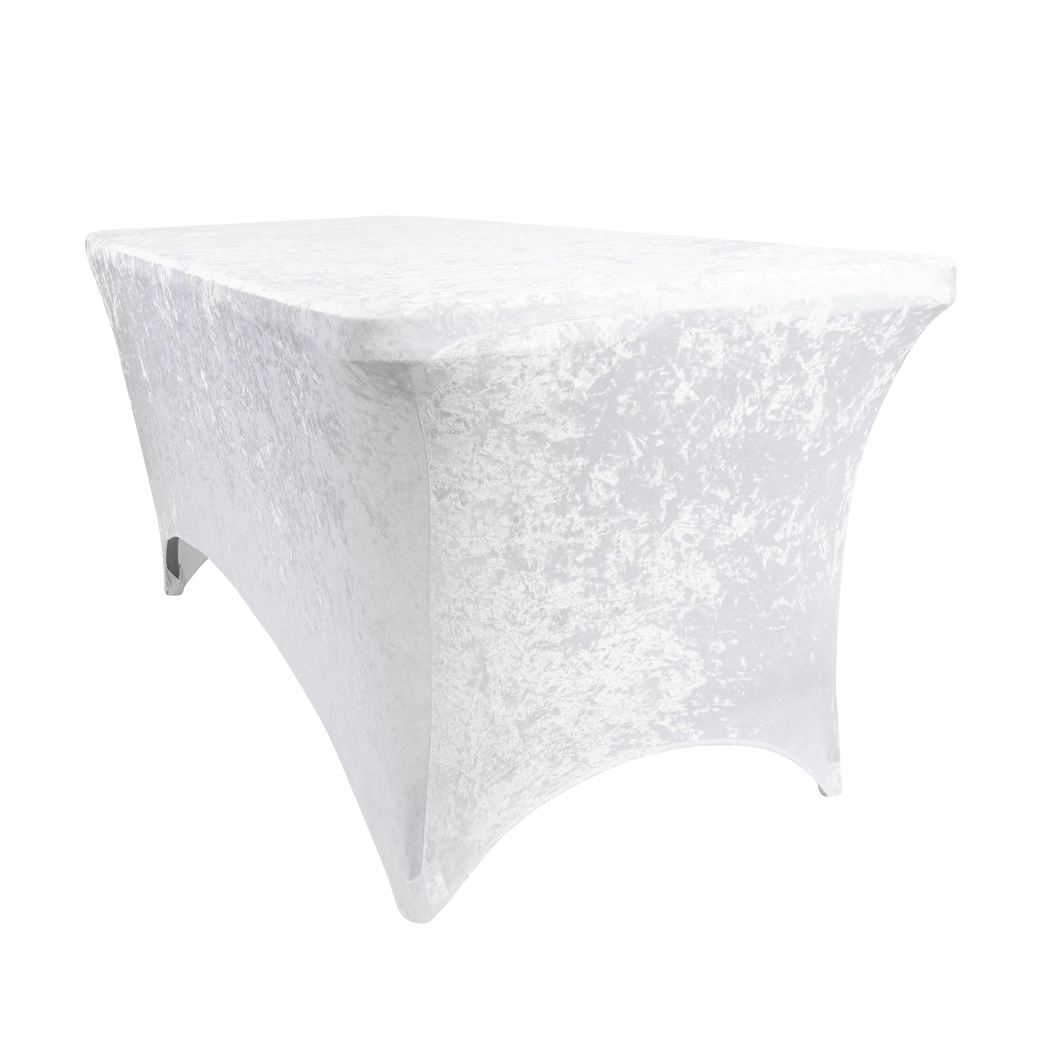 Velvet Spandex Table Cover 6ft Rectangle - White - Image 4