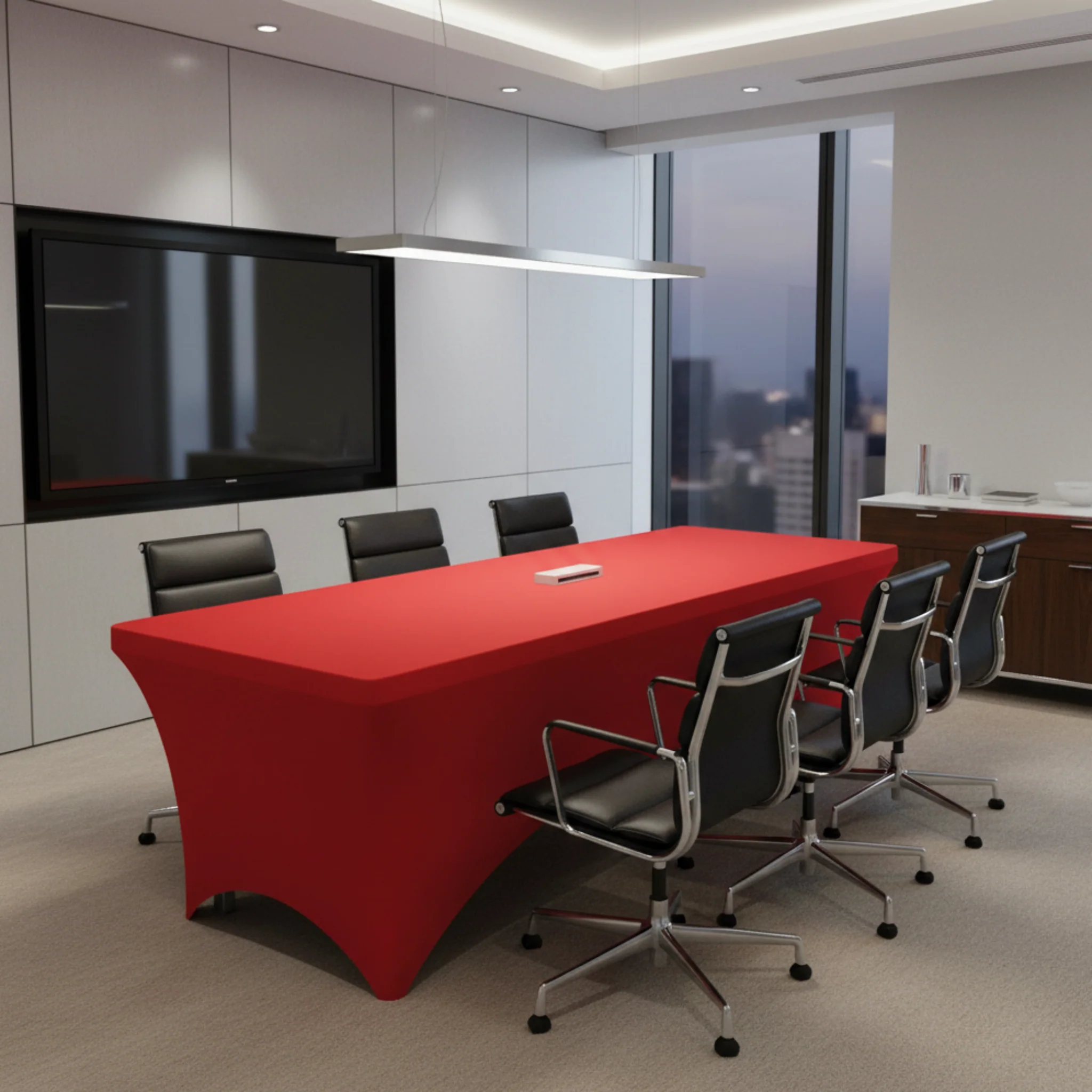 Rectangular 6 FT Spandex Table Cover - Red - Image 2