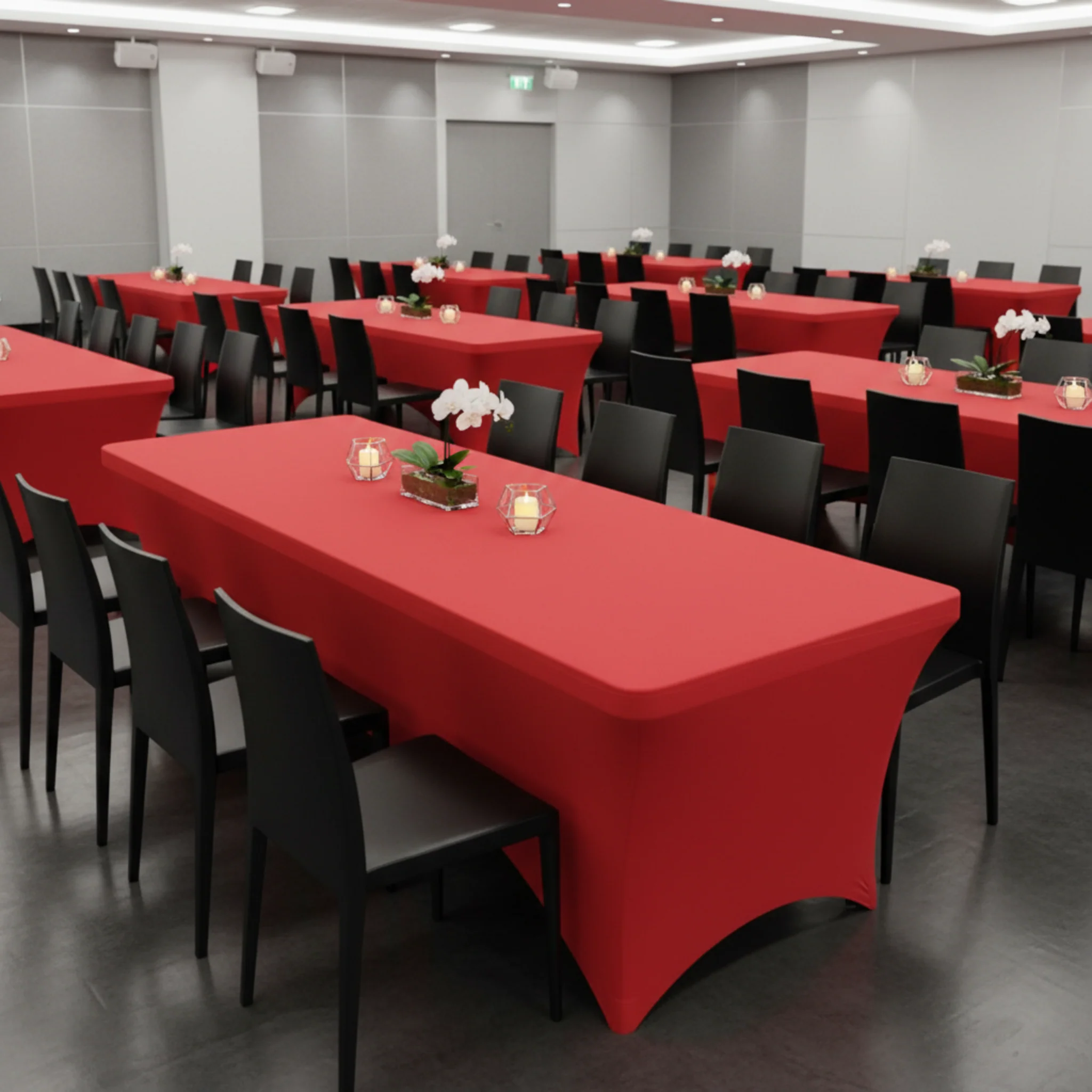 Rectangular 6 FT Spandex Table Cover - Red - Image 4