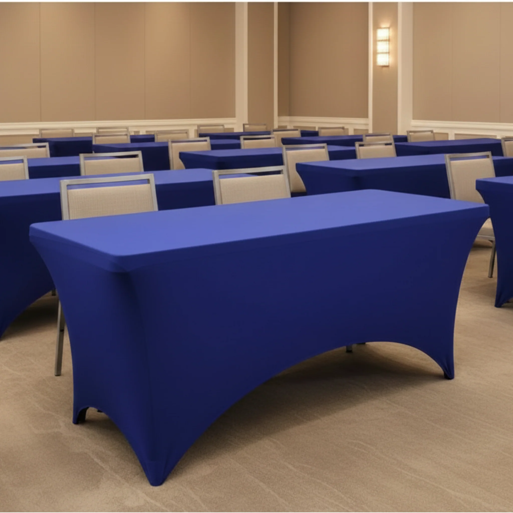 Rectangular 8 FT Spandex Table Cover - Royal Blue - Image 3