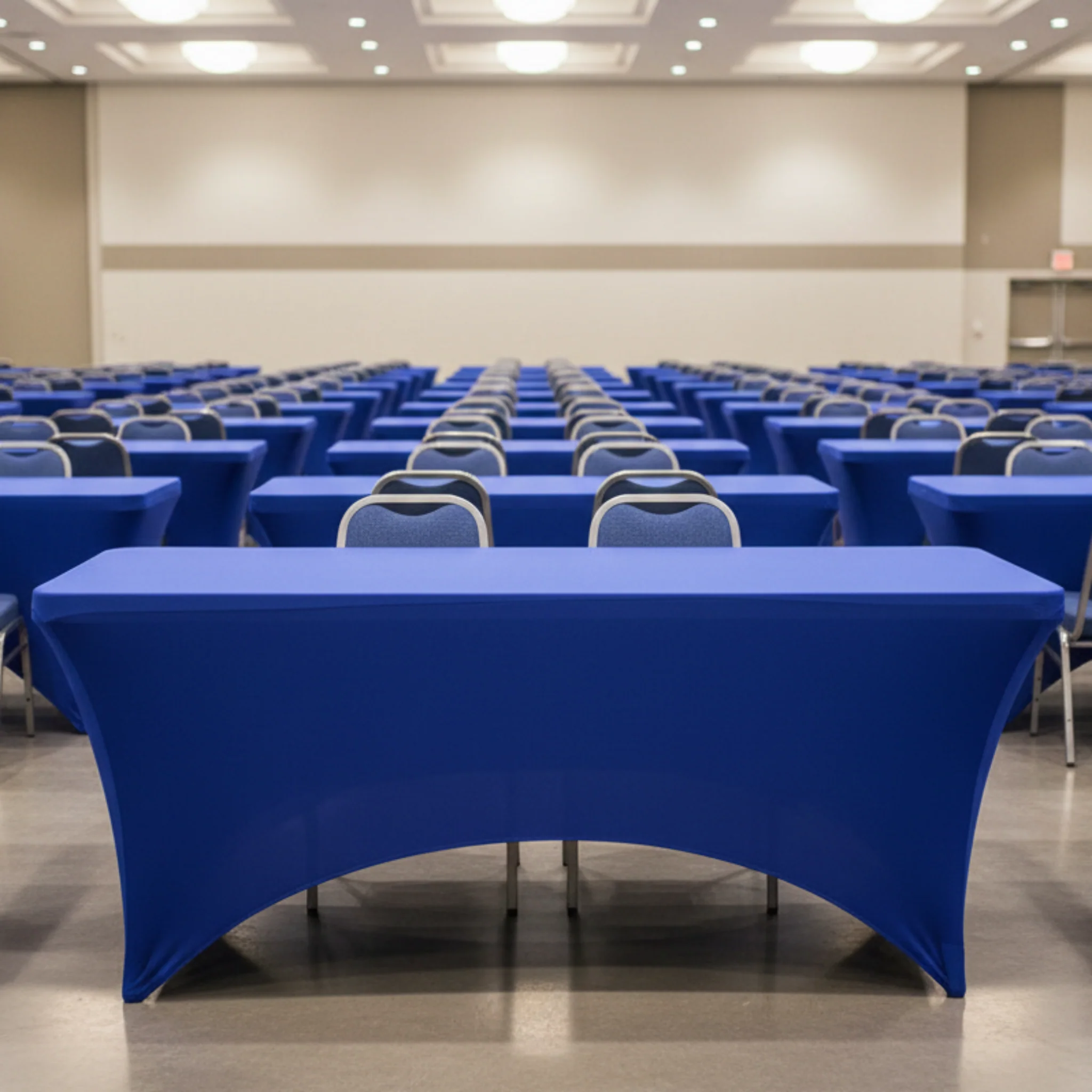 Rectangular 8 FT Spandex Table Cover - Royal Blue - Image 4