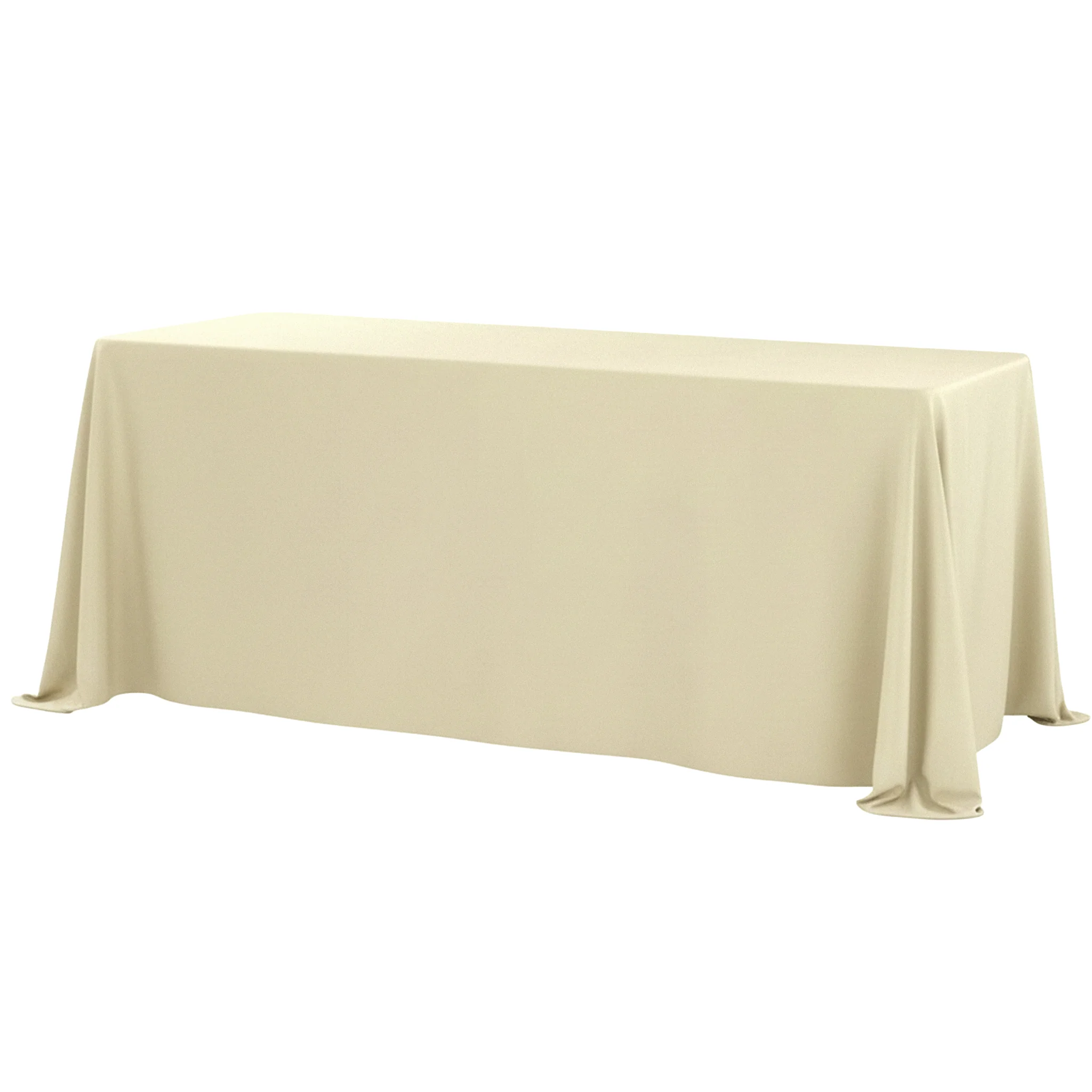 90"x156" Rectangular Premium Polyester Tablecloth (Square Corners) - Ivory
