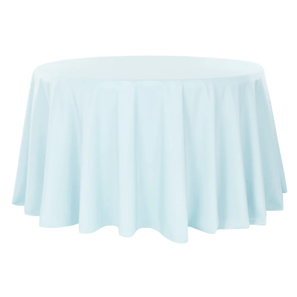 Round Premium Polyester 132" Tablecloth - Baby Blue