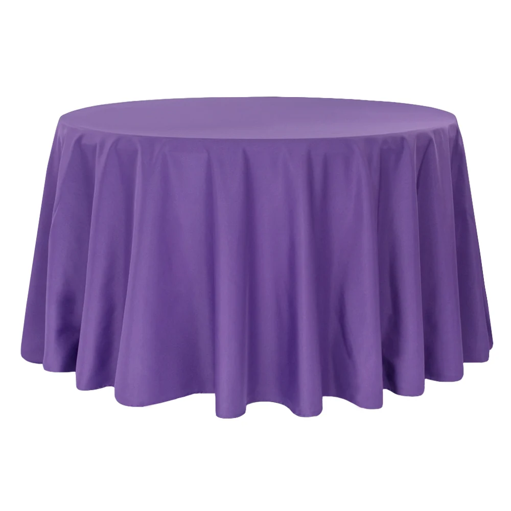 Round Premium Polyester 132" Tablecloth - Purple