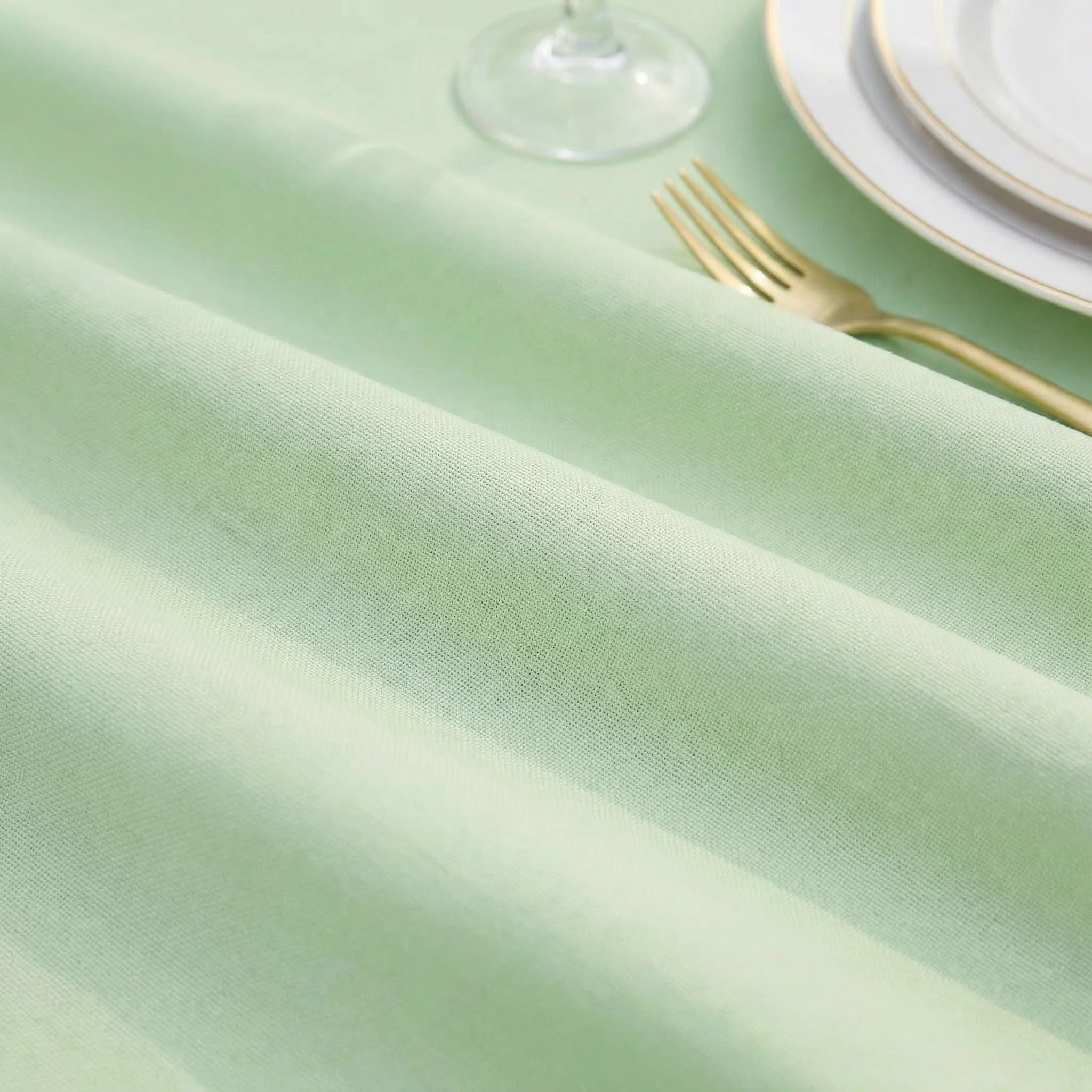 Round Premium Polyester 132" Tablecloth - Sage Green - Image 4