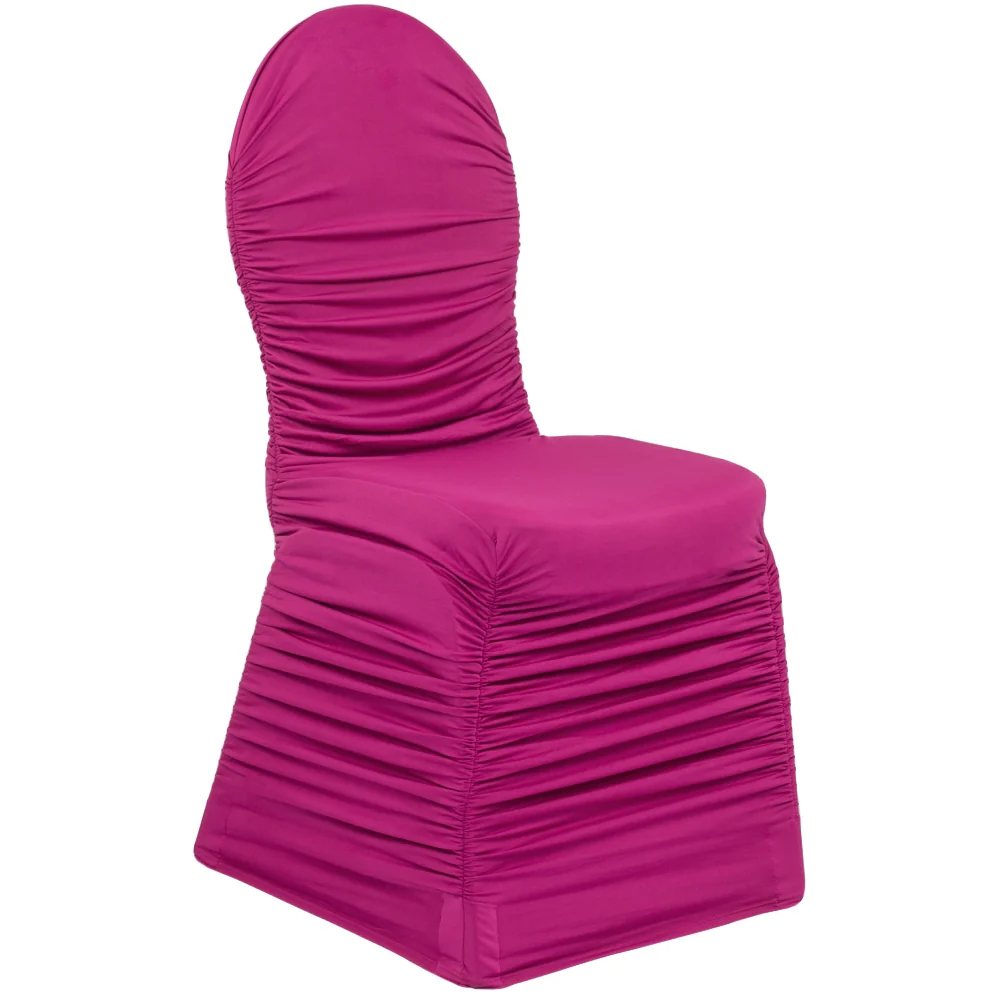 Ruched Fashion Spandex Banquet Chair Cover - Fuchsia