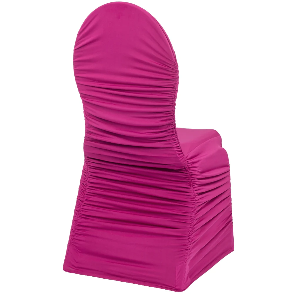 Ruched Fashion Spandex Banquet Chair Cover - Fuchsia - Image 2