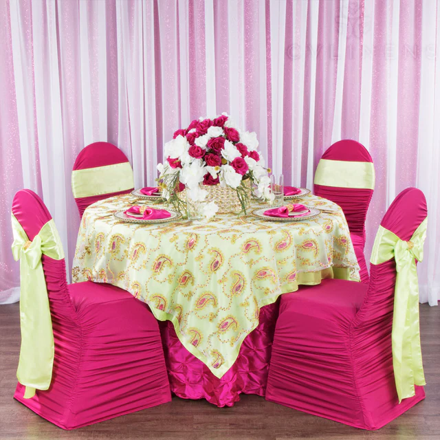 Ruched Fashion Spandex Banquet Chair Cover - Fuchsia - Image 3