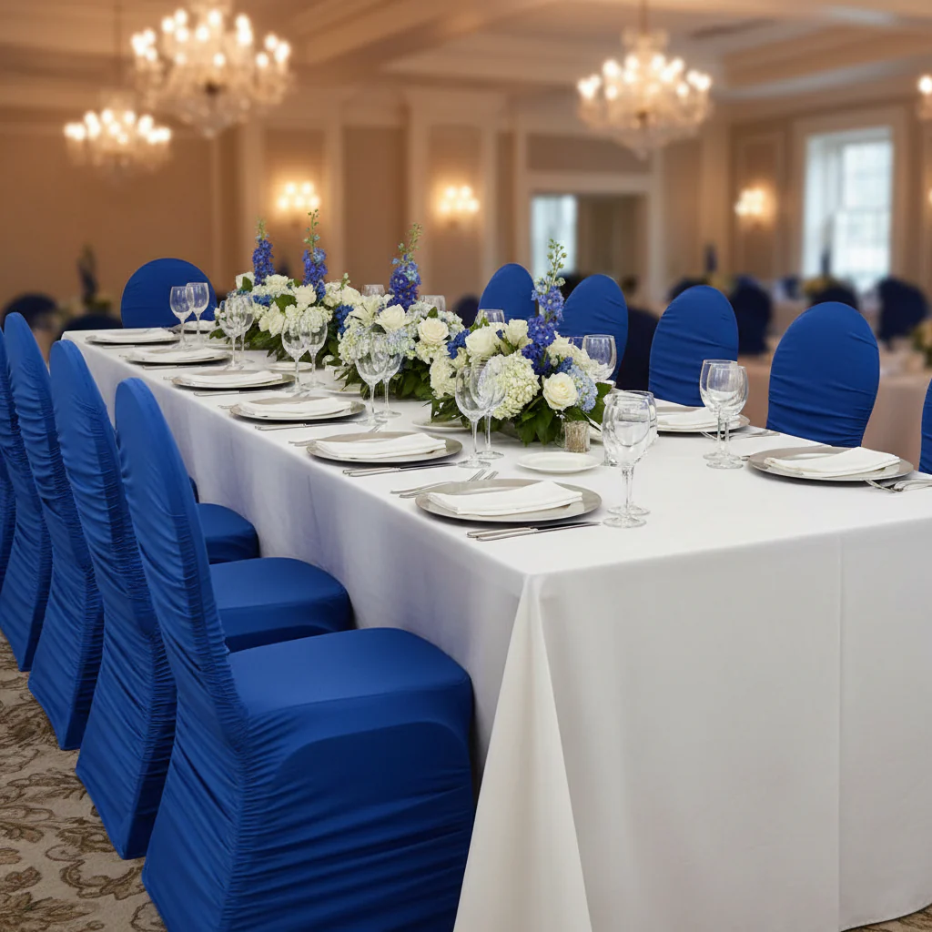 Ruched Fashion Spandex Banquet Chair Cover - Royal Blue - Image 3