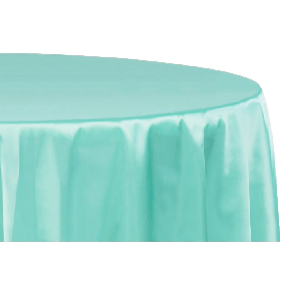 Satin 108" Round Tablecloth - Light Turquoise - Image 2